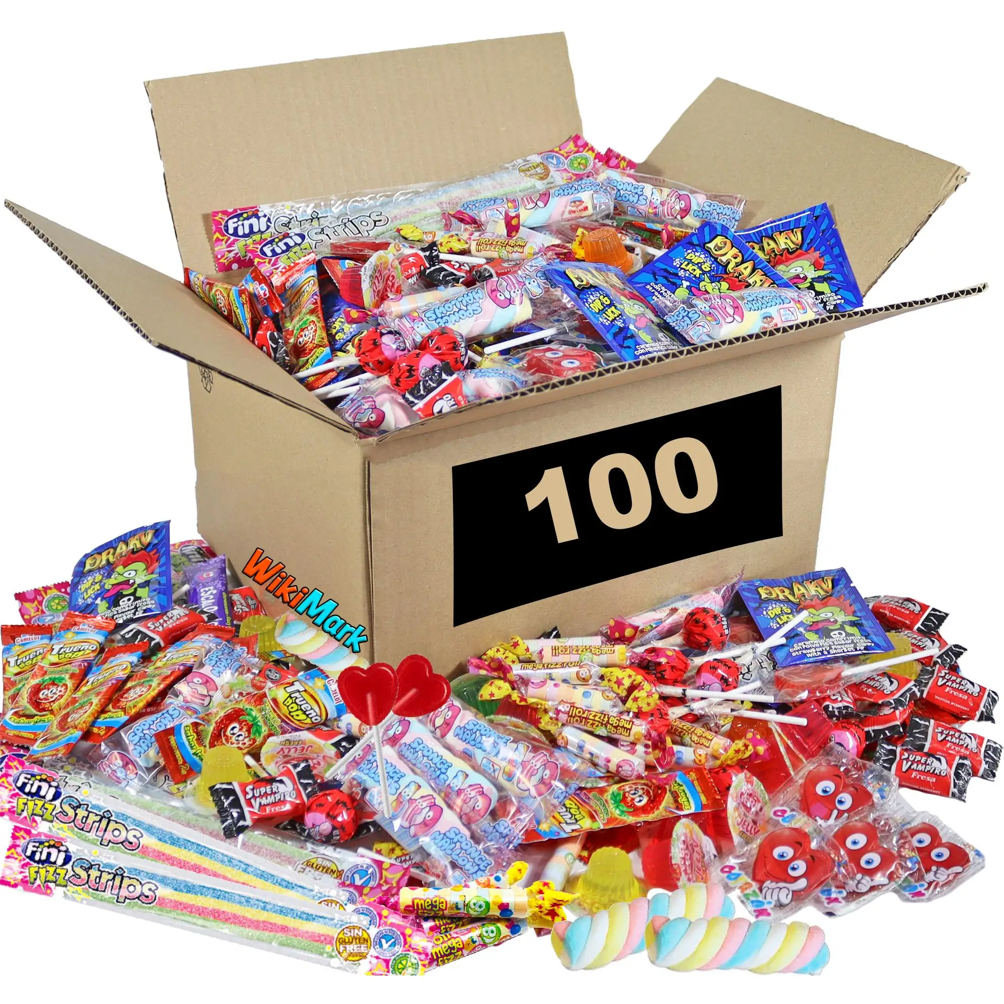 100 Chuches Relleno de Piñata Sin Alérgenos, Golosinas y Caramelos WikiMark - Para Relleno Bolsas de Cumpleaños, Fiestas, Navidad, Halloween. Sin Gluten y Sin Leche.