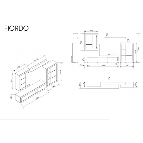 Composición de salón modelo Fiordo 259cm. Disponible en varios colores
