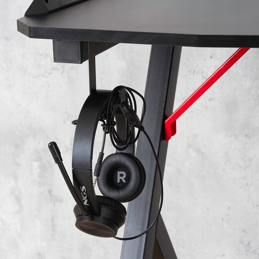 DUPI Mesa Gaming 120x60cm con Tablero Efecto Fibra de Carbono, Mesa Gamer de Juegos