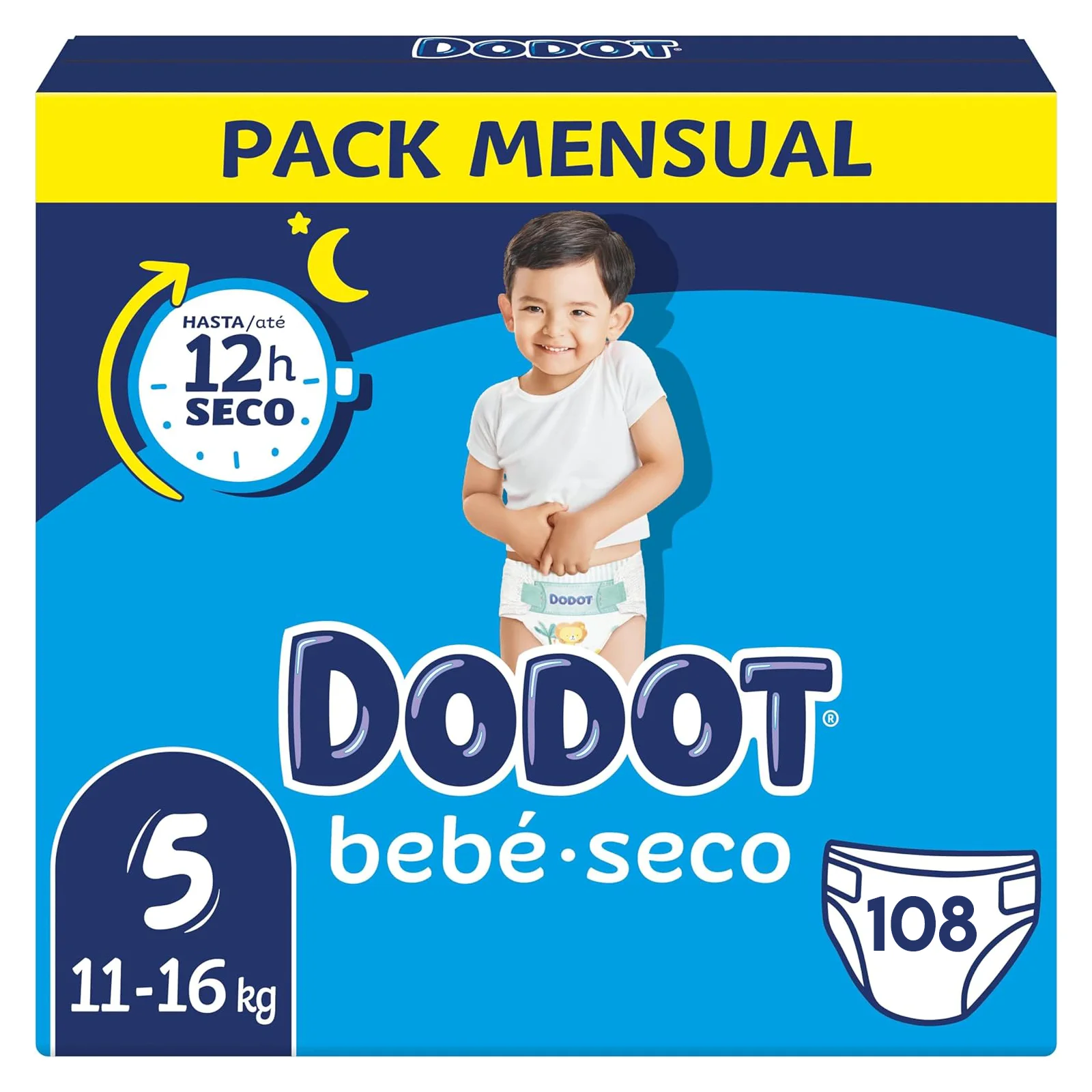 PACK de 2 - DODOT Pañal Bebé Seco Talla 5 - 108 unidades
