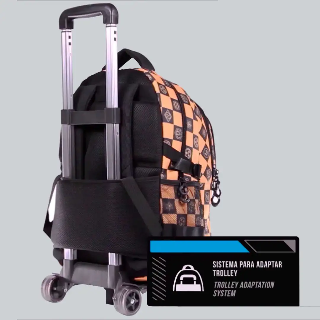 KARACTERMANIA - Carrinho para Mochilas com 2 Rodas e Pega Telescópica. Preto