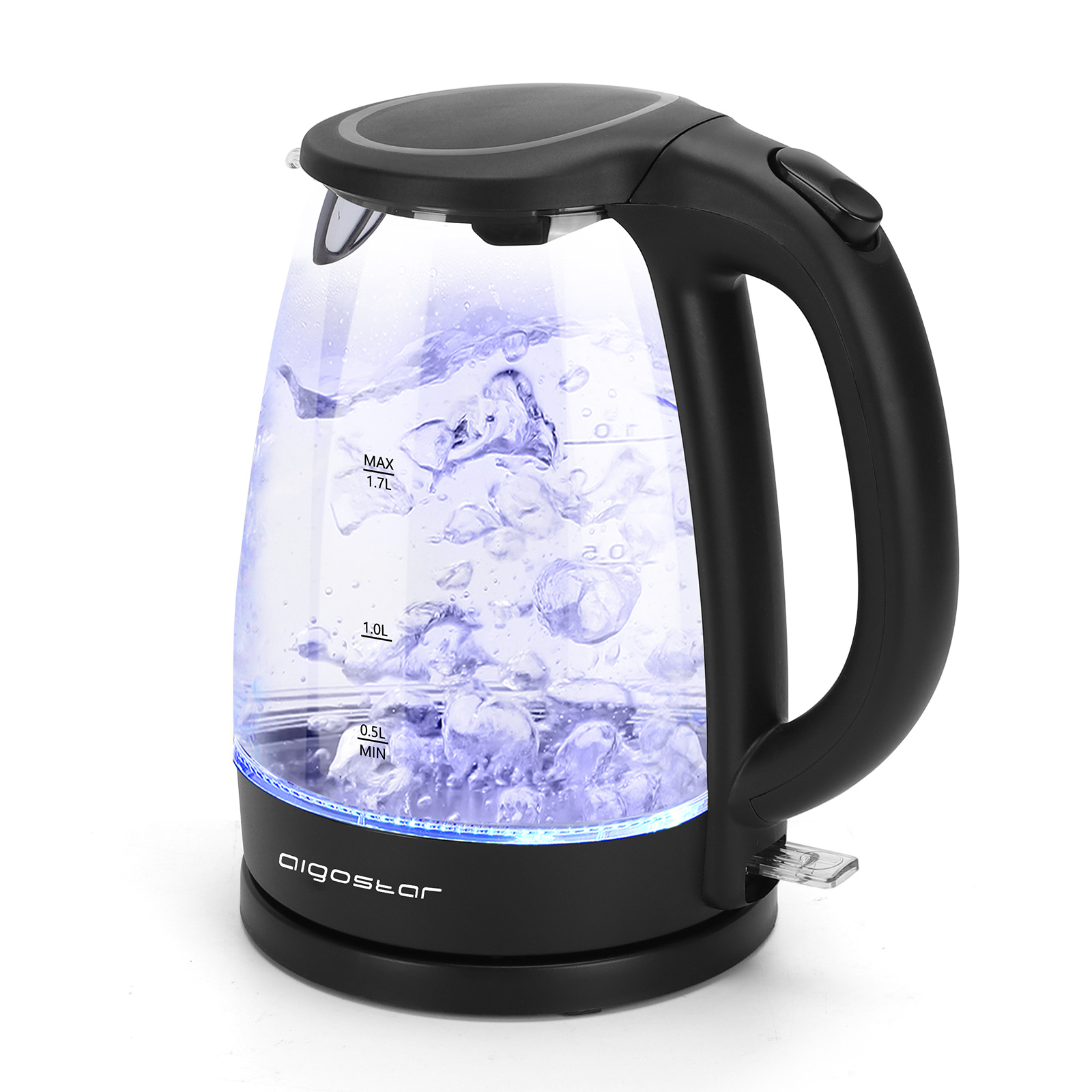 AIGOSTAR Hervidor de Agua Eléctrico de Cristal, con Iluminación Led  (1.7 L, 2200W)