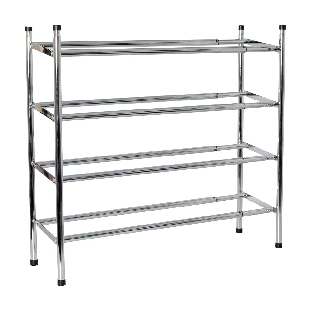 Zapateros de 4 Niveles Extensible y apilable | Metálico con Acabado Cromado | Ampliable | Varias Medidas | Se extiende horizontalmente y se apila verticalmente | Marca RevolutionLine