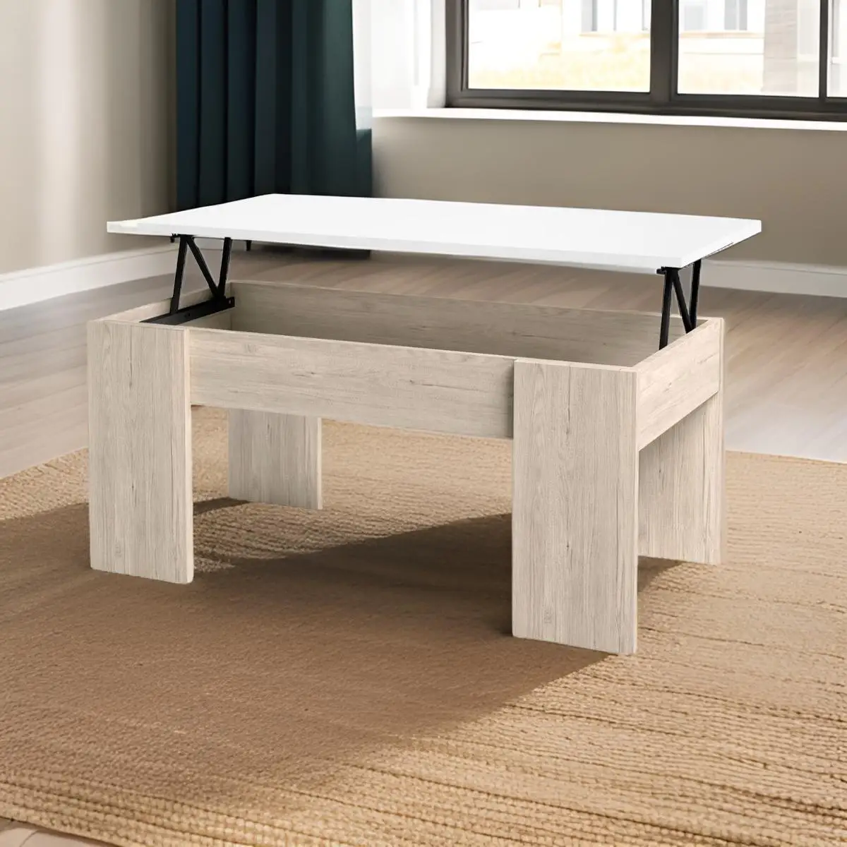 Tavolino basso dal design moderno con vano portaoggetti-45x100x50 cm