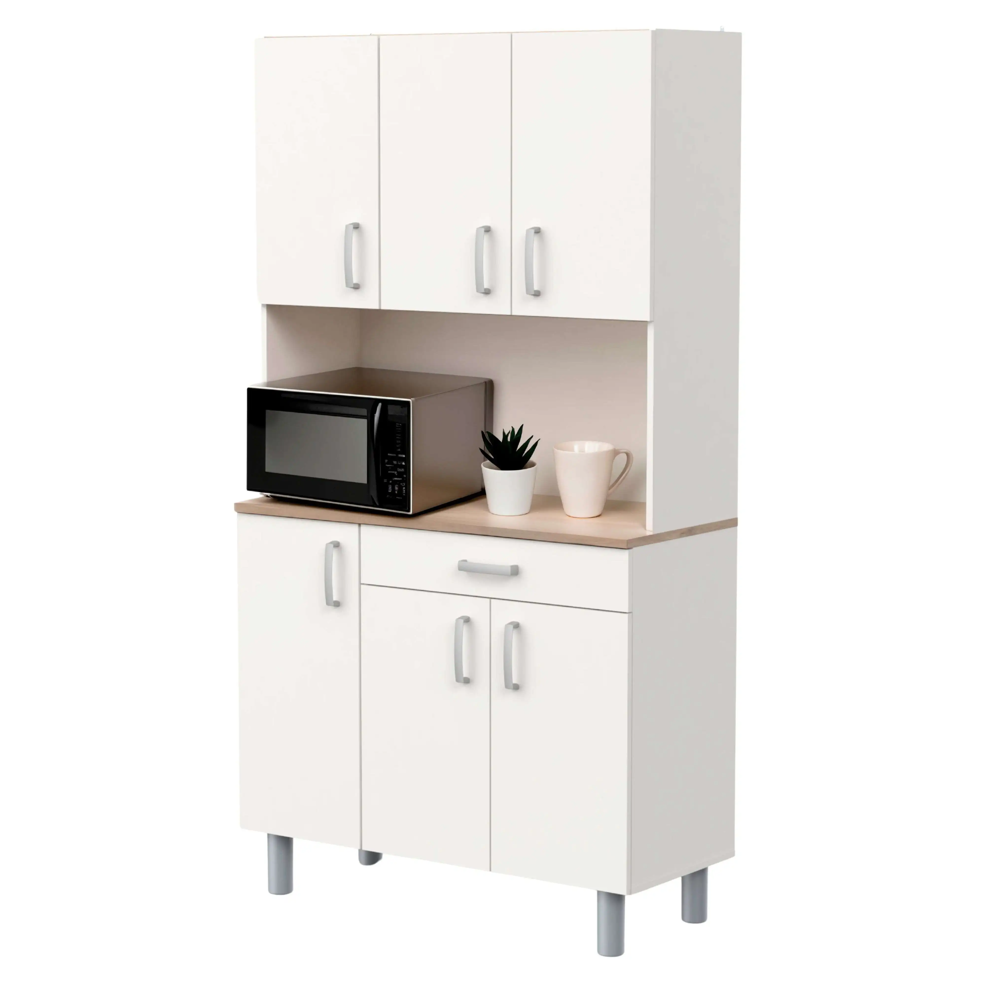 Mobile da cucina Miroytengo Buffet a 6 ante Bianco e rovere Acacia o Kronberg 101x185 cm