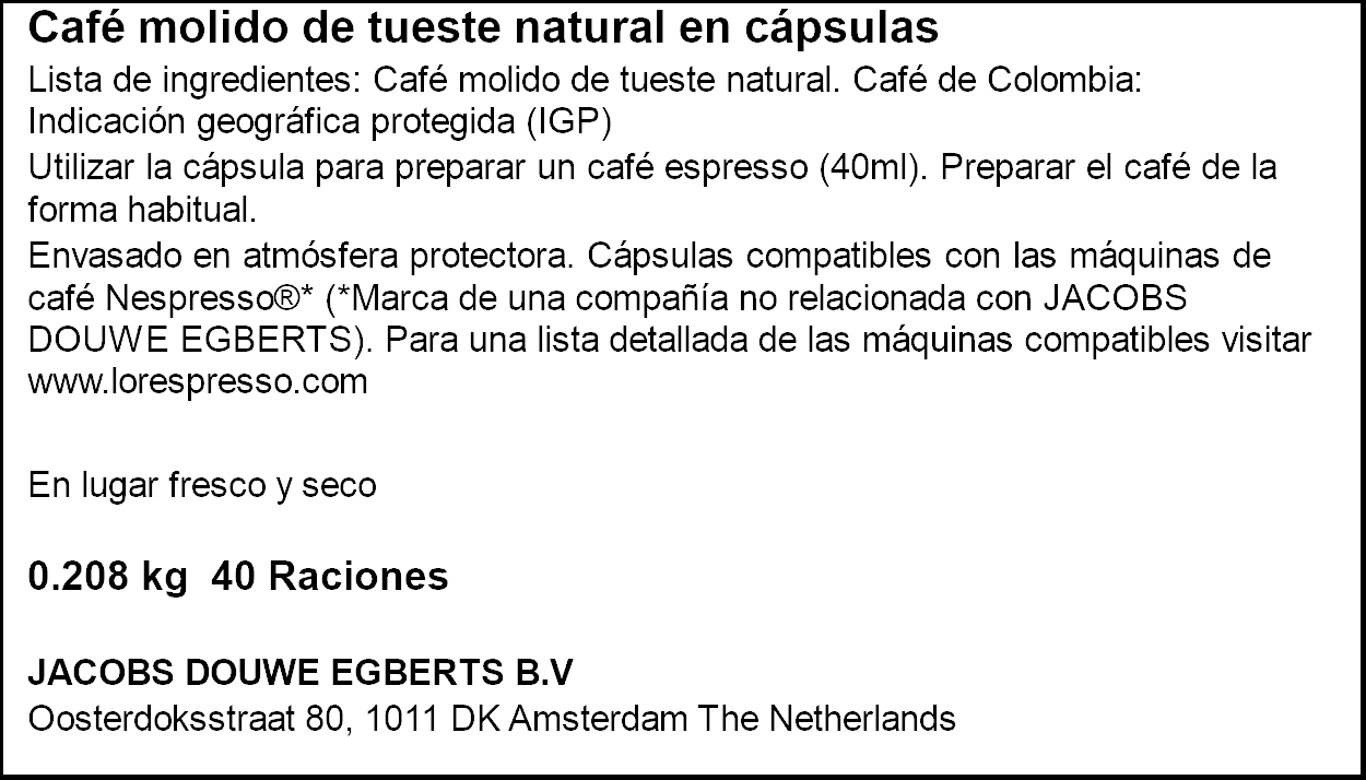Colombia Andes L'OR Origins Collection 40 Cápsulas Maxi Pack compatibles Nespresso 8711000469606