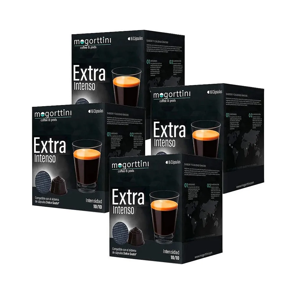 Extra Intenso Mogorttini 4 cajas de 16 cápsulas  compatible Dolce Gusto 8436583660706