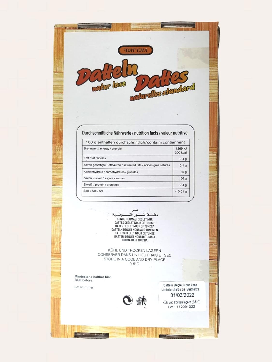 Datiles en Rama Tunez Sin Gluten 1kg Datcha