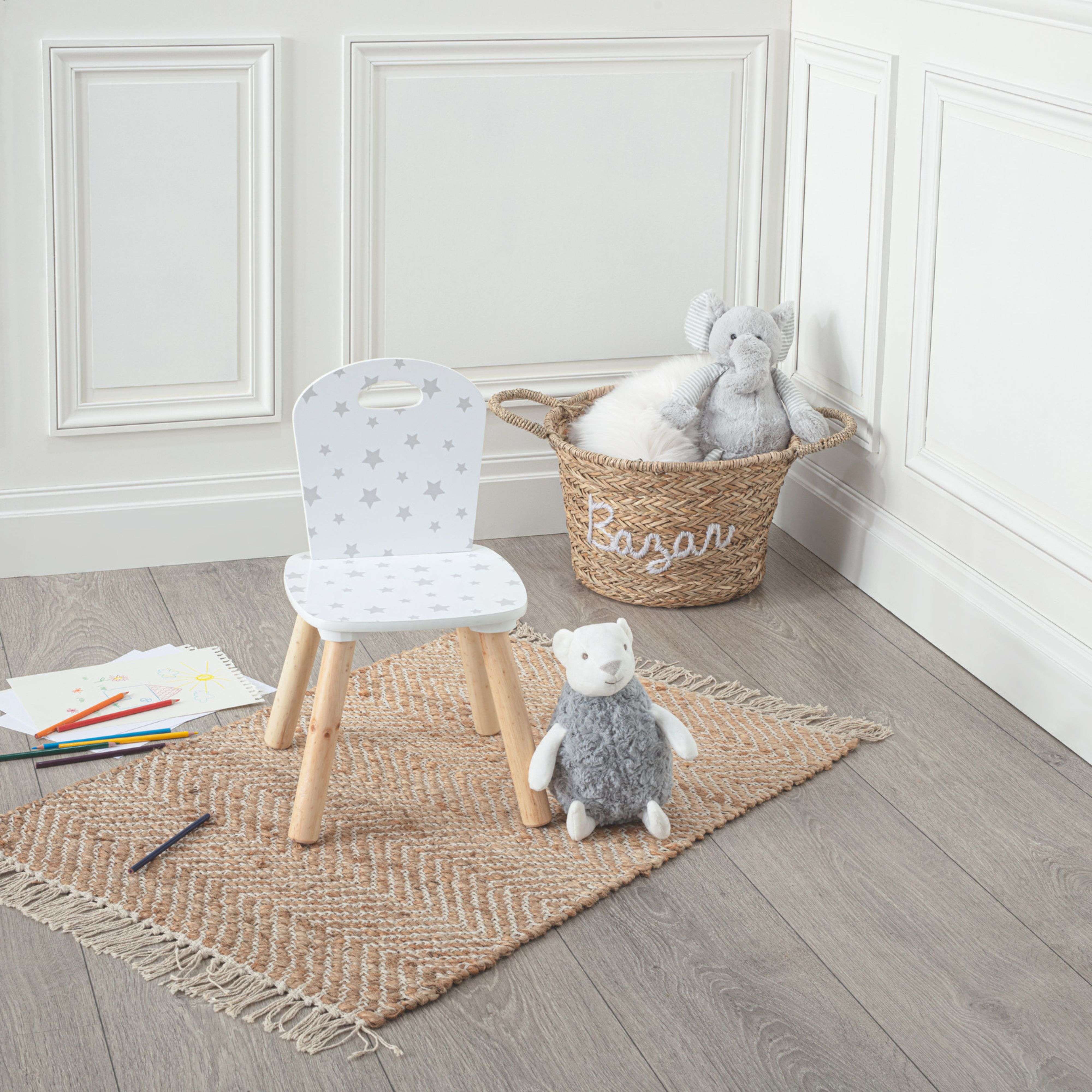 Miroytengo Silla Infantil Douceur Serigrafiada con Estrellas Mueble Infantil Melamina y Madera Color Blanco