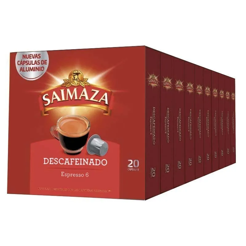 DESCAFEINADO Saimaza 10 cajas de 20 cápsulas compatibles Nespresso 8410091070615