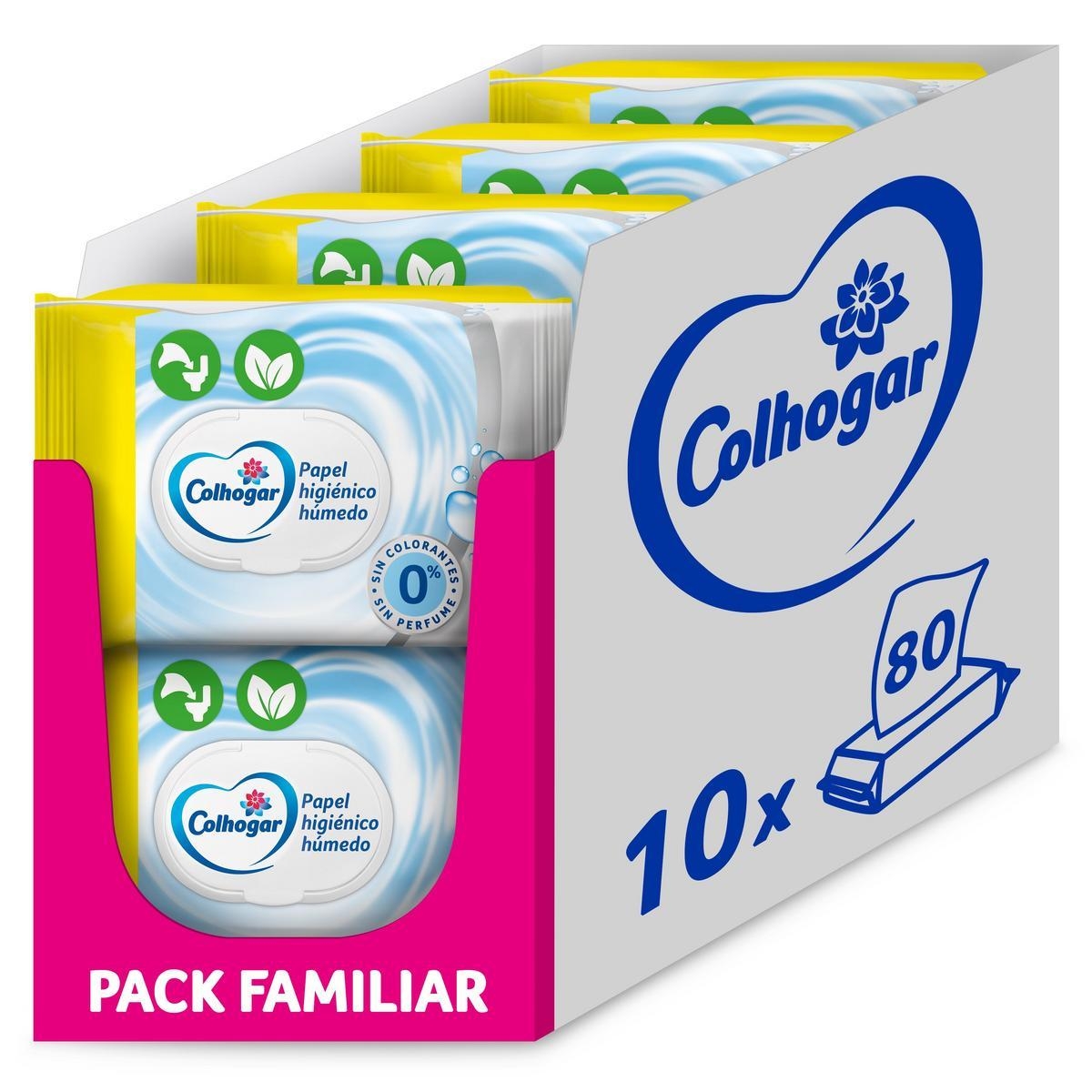 Colhogar HIG HÚMEDO Pure 80 - Pack de 10 - Biodegradables y Sin Alcohol