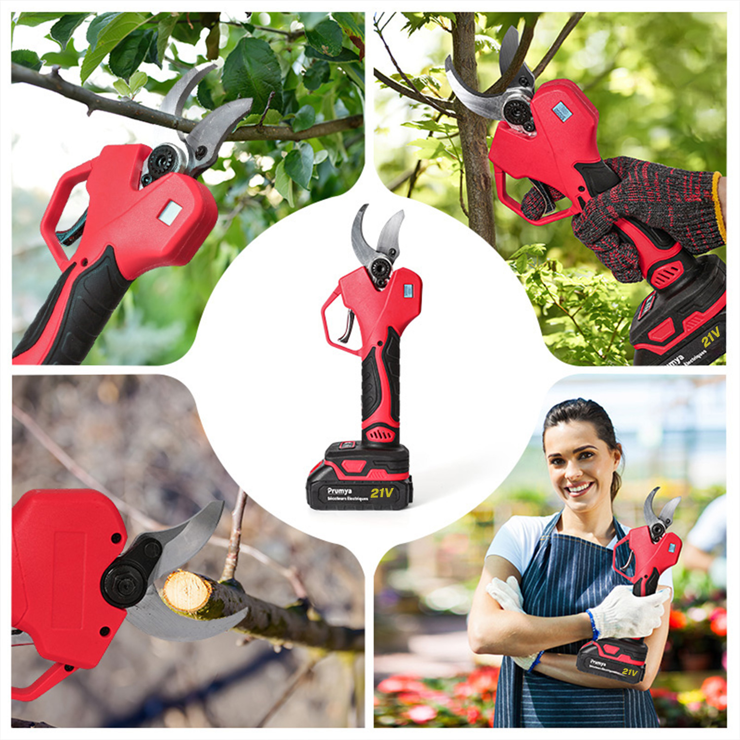 1000W/900W Brushless Electric Pruning Shear 21V Rechargeable Cordless Fruit Tree Branch Pruner Scissors Garden Tool For Makita Battery