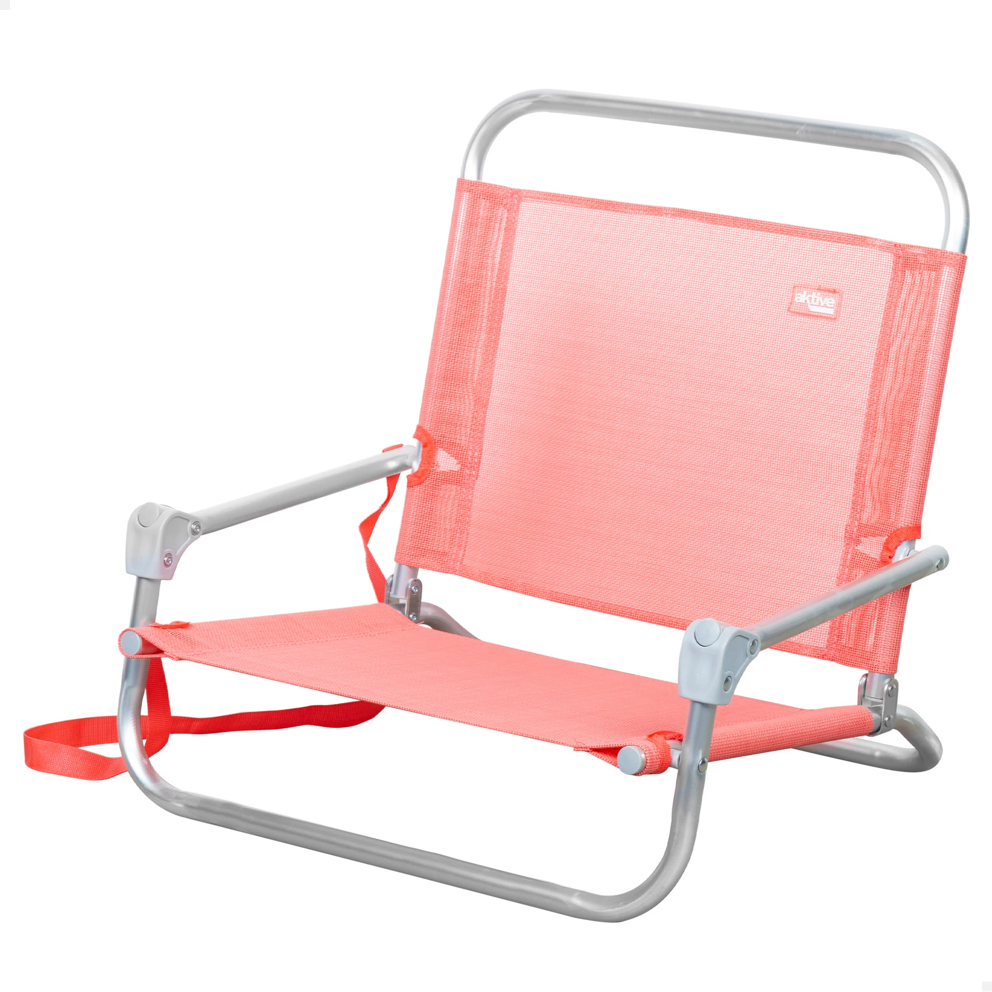 Aktive Folding Camping & Beach Chair, 46x44x49 cm, com assento baixo, sem tubo frontal, suportar um peso máximo de 110 kg, alça de ombro, têxtil, estrutura de alumínio, baixa praia cadeiras, leve dobrável camping cadeiras