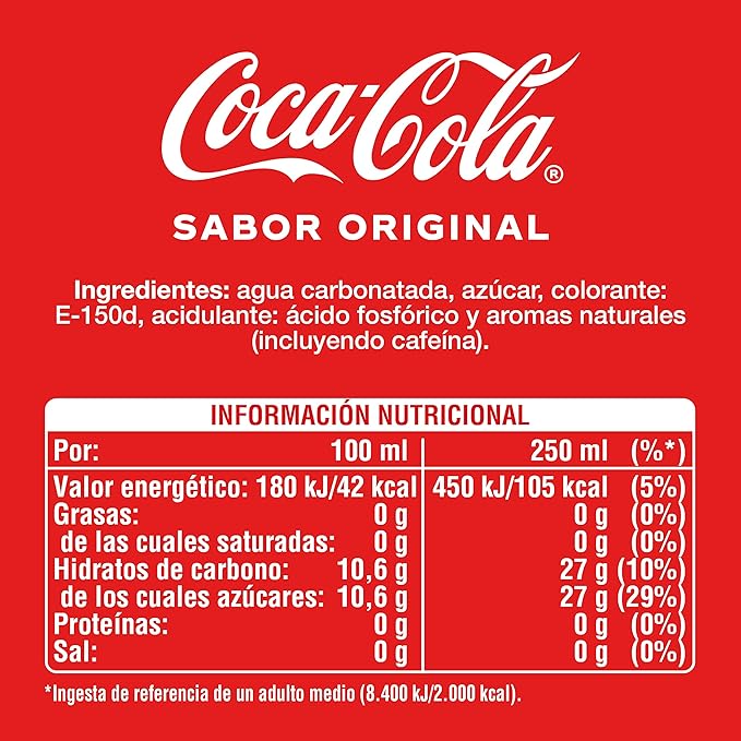 Coca Cola nacional sabor original normal  Zero Azúcar y Zero azucar Zero cafeína - Refresco de cola 2Litros sabor original normal sin azúcar, sin calorías, sin cafeína paquete 6u 2000ML
