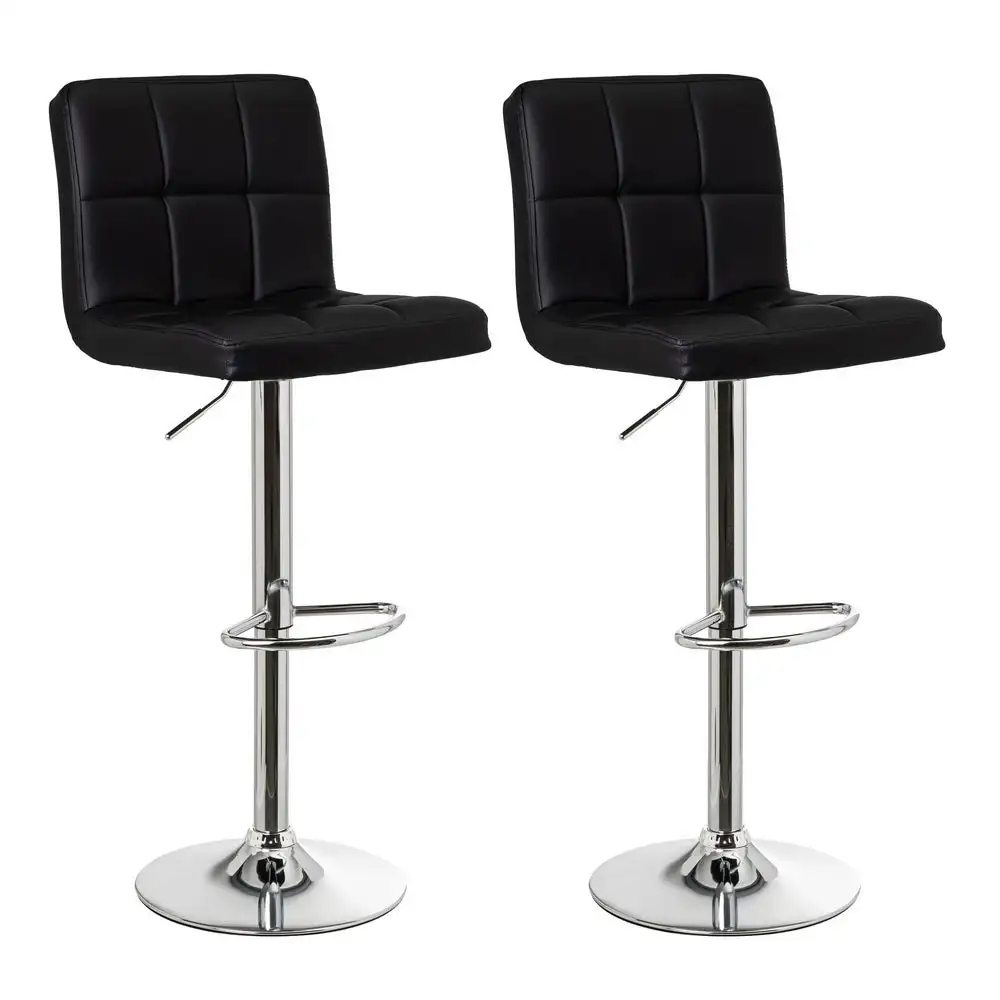 Taburete alto acolchado giratorio con respaldo de polipiel y base de metal Lola Home
