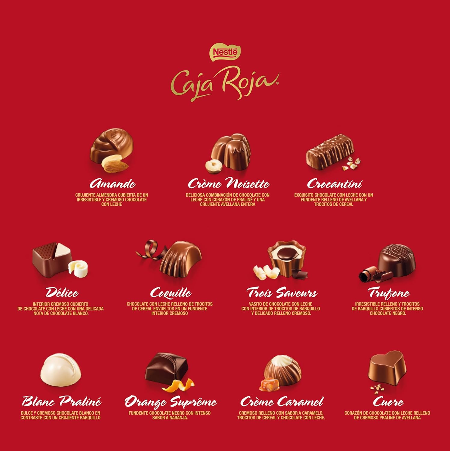 Bombones Caja Roja Nestle - Lote 2 + 1 Gratis - 3 Cajas Bombones Caja Roja 100 gramos - Nestle