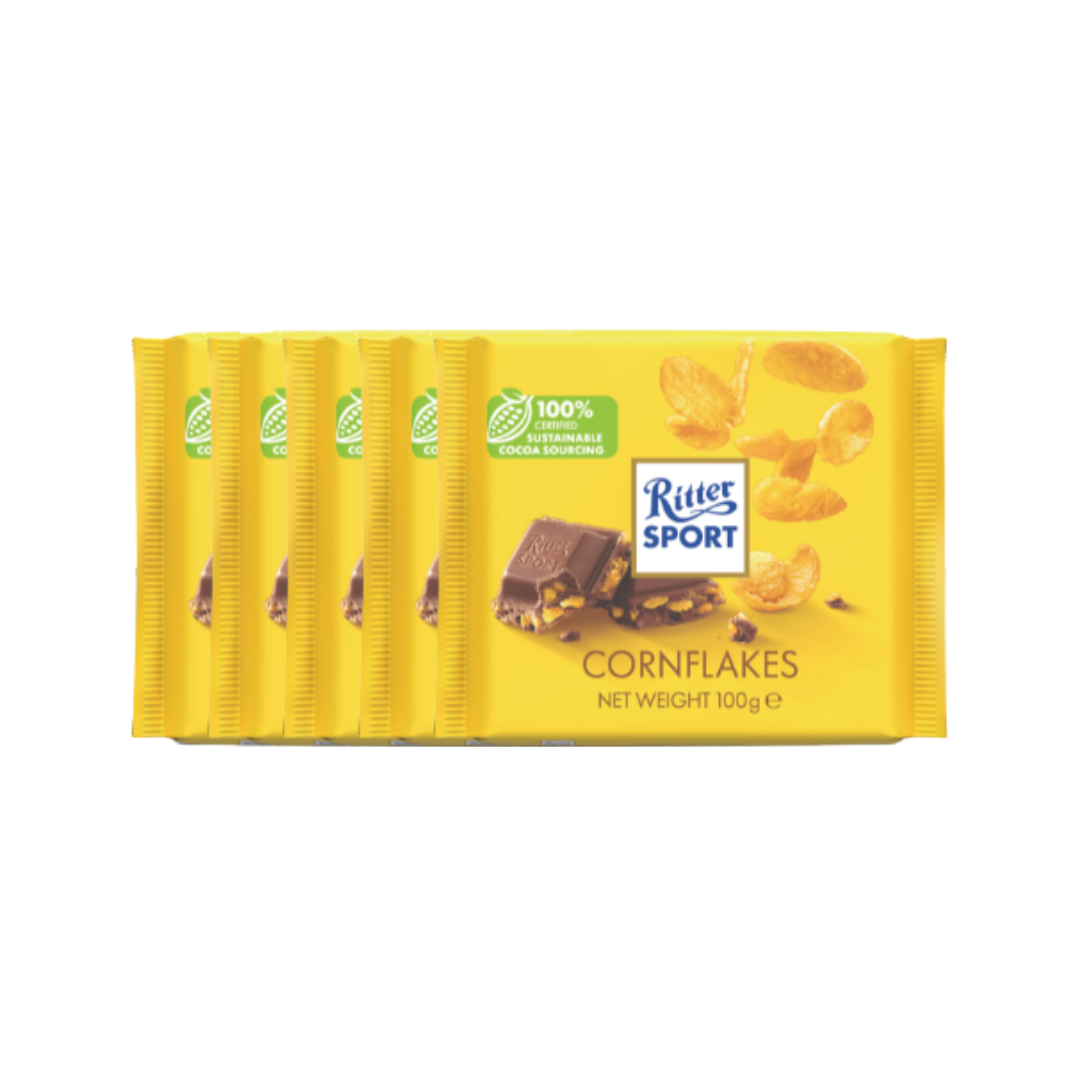 Ritter Sport, Chocolate con Leche y Cereales Cornflakes. 100gX5