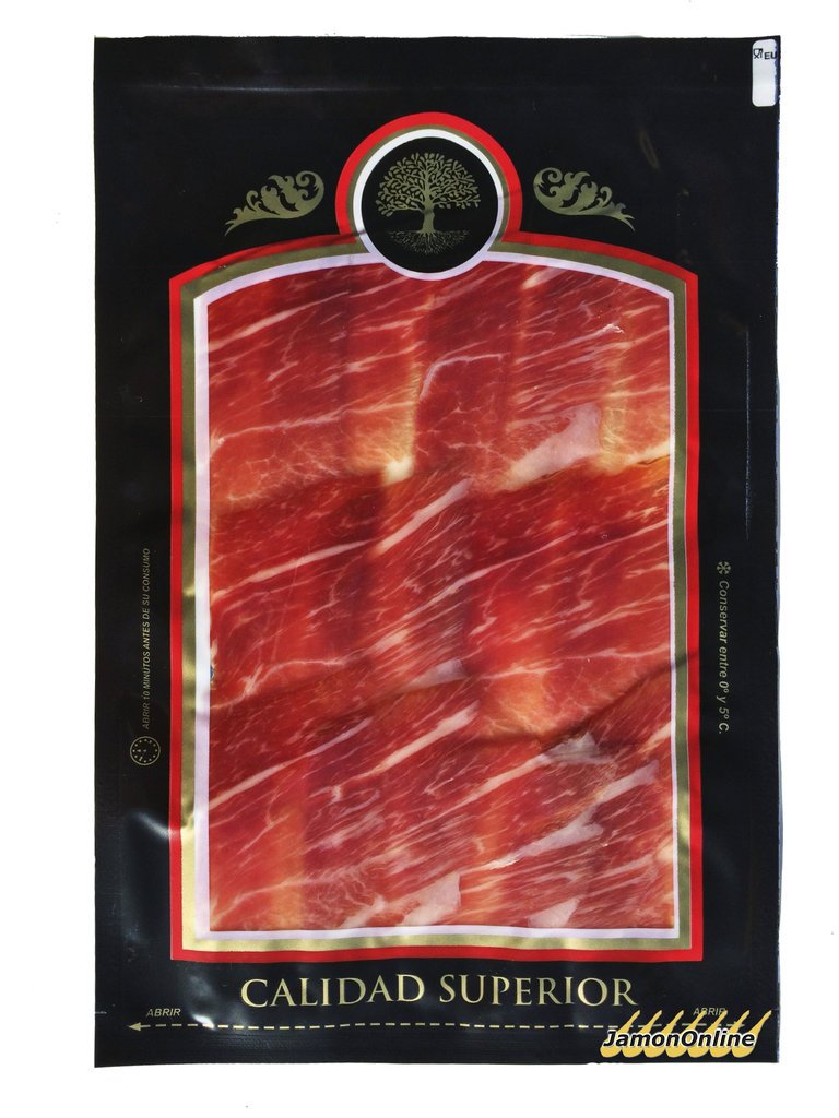 Lote Jamón Ibérico 5 Sobres de 100gr. Cortado a Cuchillo en Tapitas. Envasado al vacío.