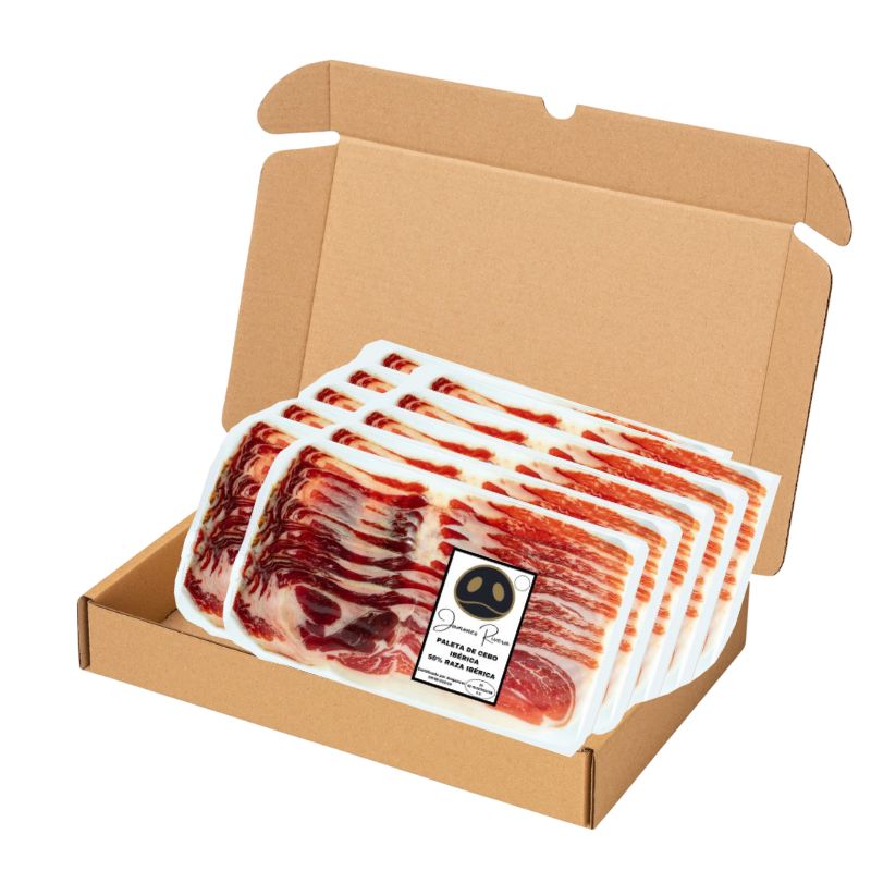 Paleta de cebo ibérica 50% Raza ibérica cortada en 10 sobres de 80 Gramos Rivera Paletilla de jamón