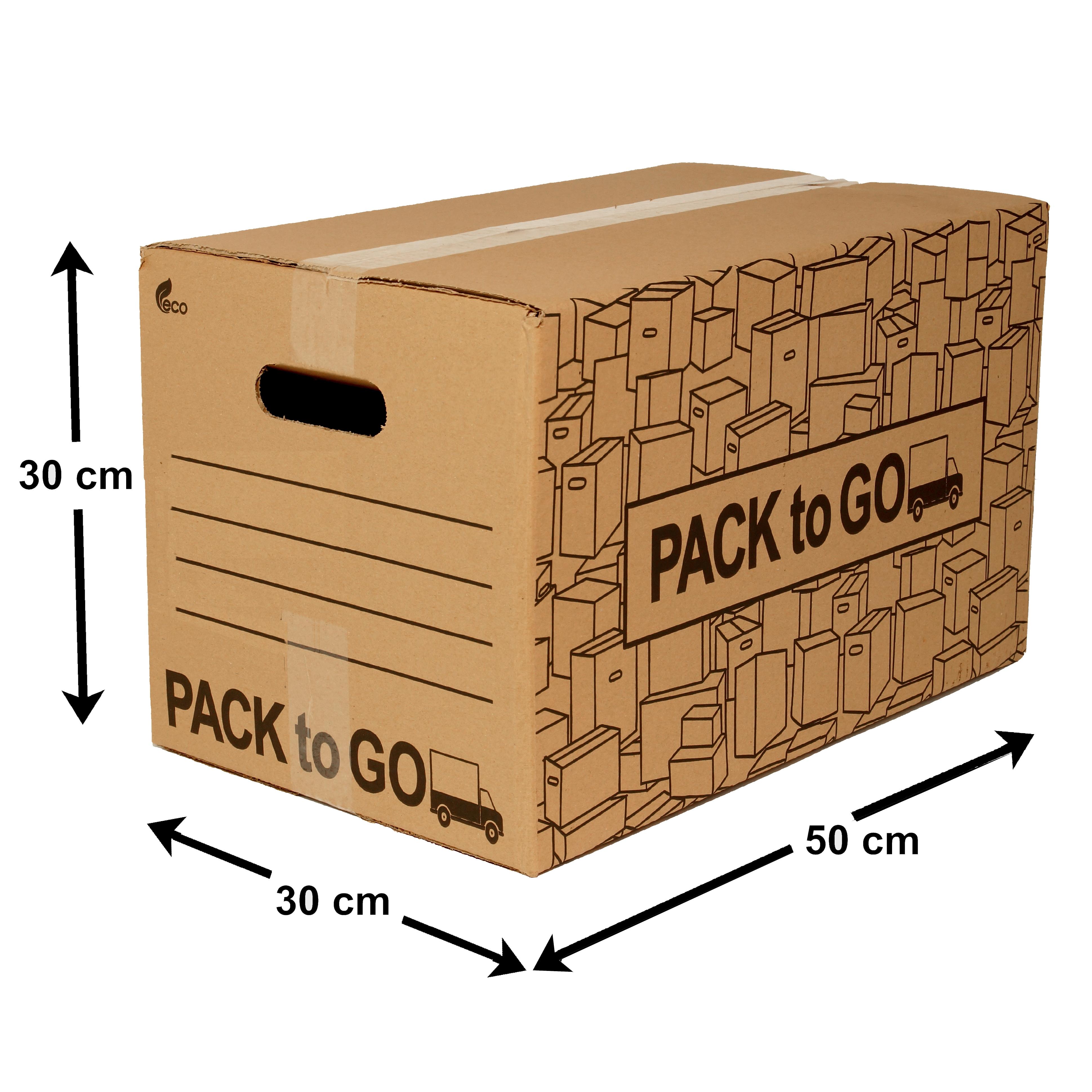 PACK to Go Pack 25 Cajas Carton Almacenaje de 50x30x30cm, Mudanza con Asas, Carton reforzado.
