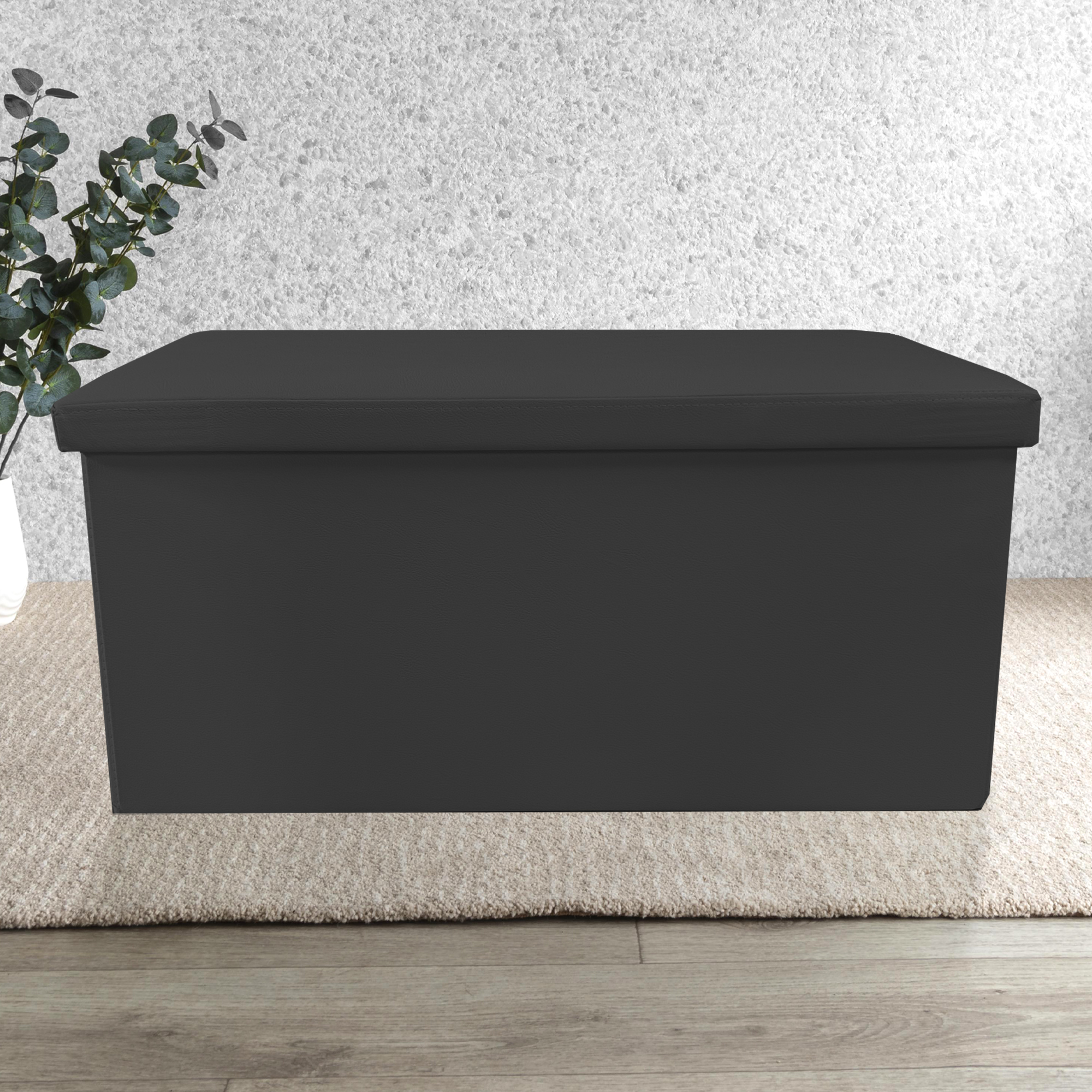 Puff Ottoman Rectangular Polipiel Plegable 76x38x38cm  Nyana Home  Gran Almacenaje  Estilo Otomano  Polipiel Resistente