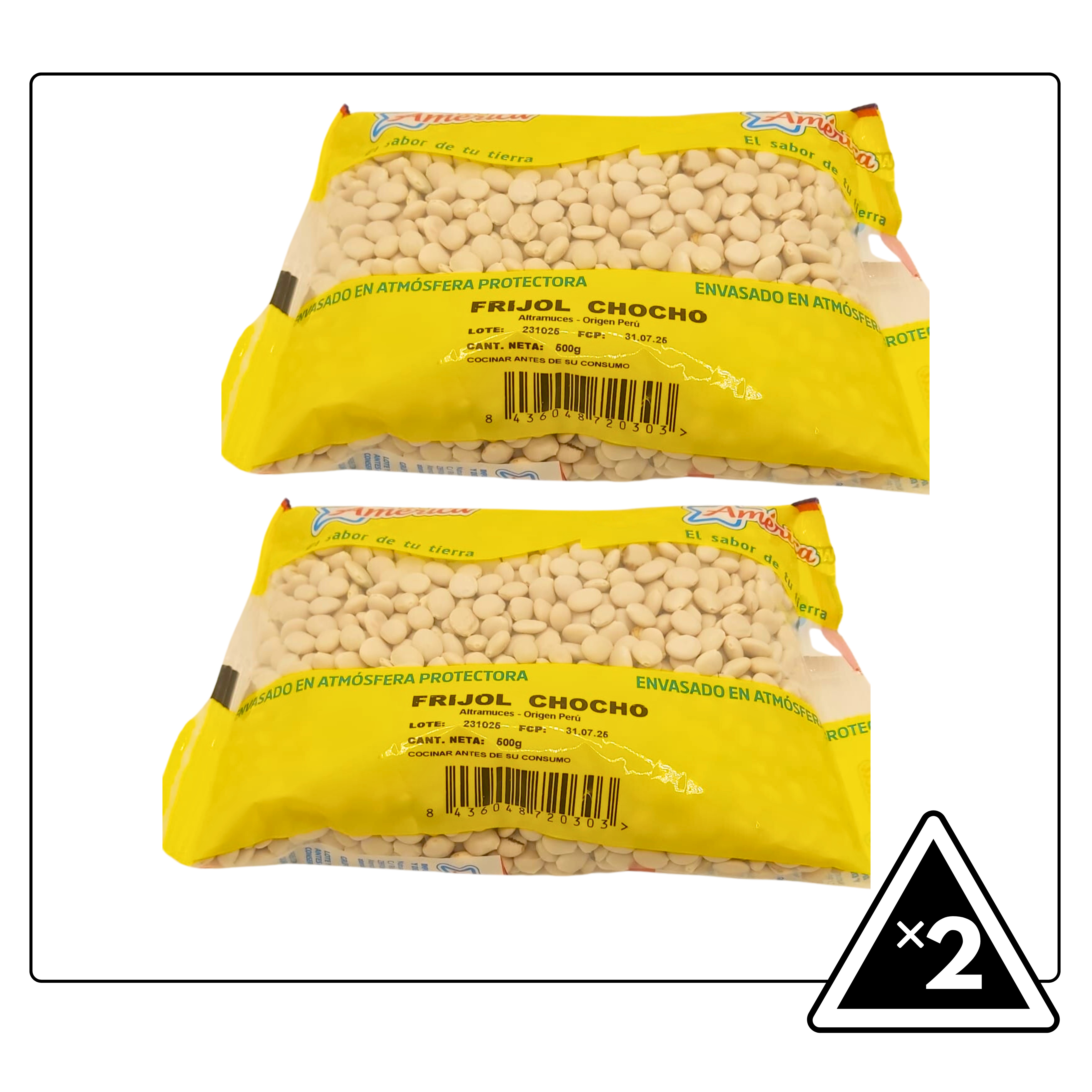 2 PAQUETE AMERICA FRIJOL CHOCHO 500G ALTRAMUCES SECOS SIN GLUTEN.PERU