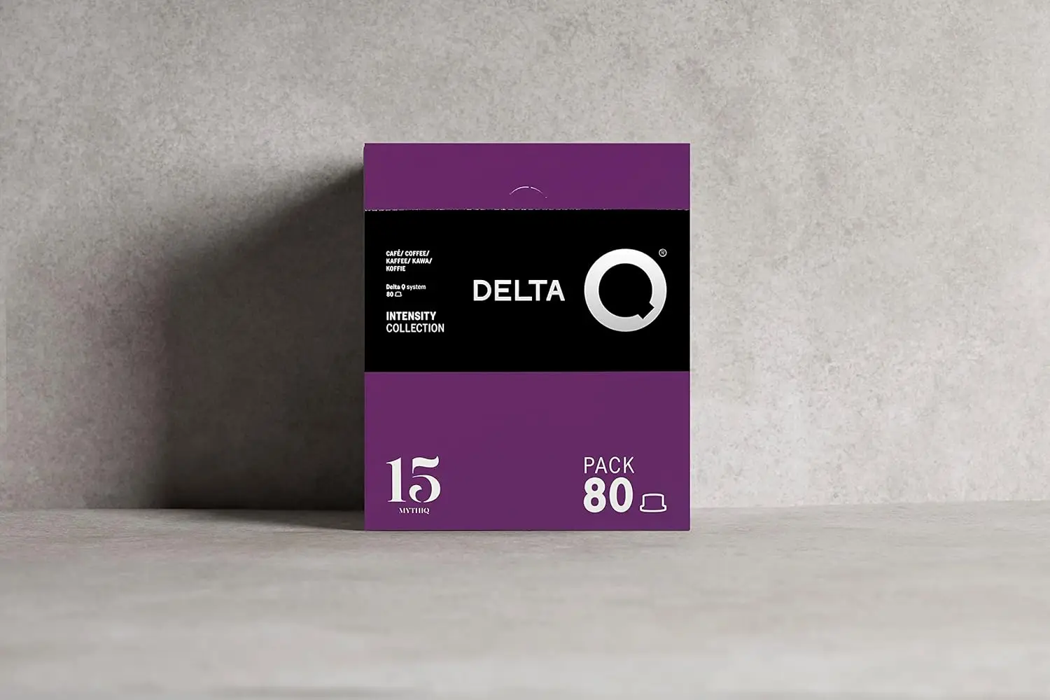 Delta Q - Cápsulas de Café Molido MYTHIQ - Delta Q -  Espresso Intenso con Notas de Cacao, Chocolate, Nueces Tostadas - Molido Natural - 80 Cápsulas