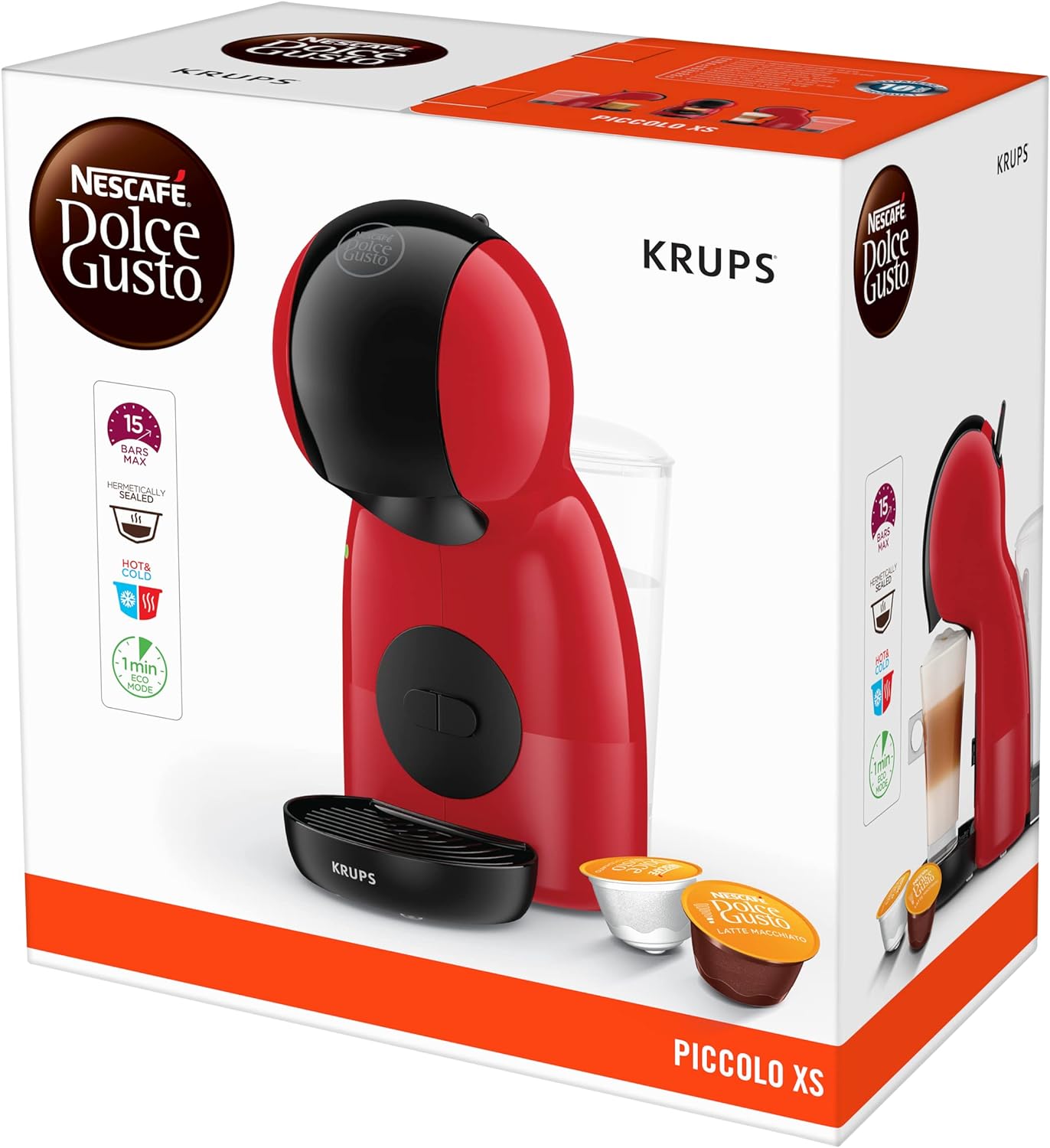 Cafetera Krups  Dolce Gusto Piccolo XS rojo,  Máquina de café en cápsulas, KP1A35