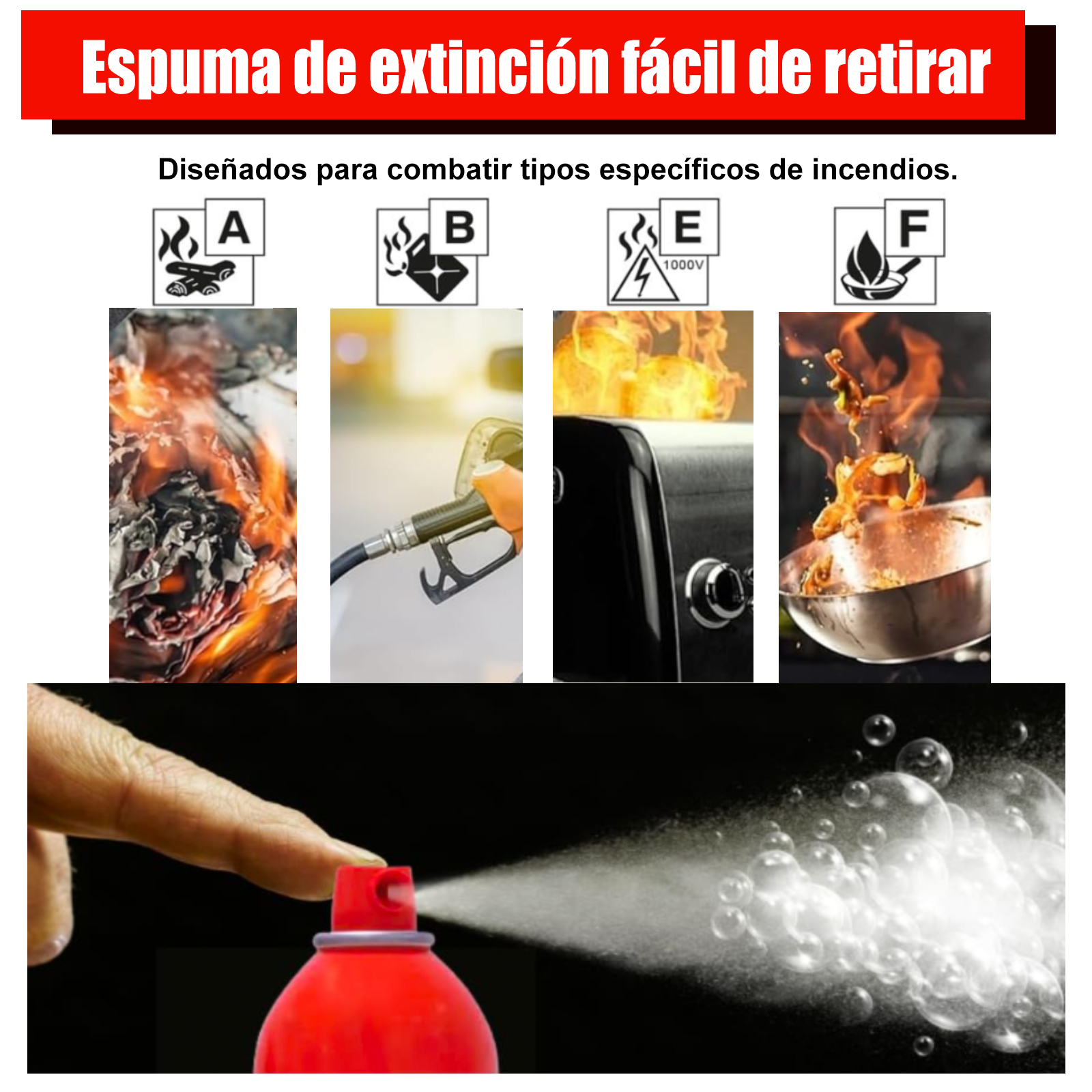 Mini estintore a energia spray, piccolo estintore per casa, cucina, campeggio, veicolo 500 ml-750 ml-1000 ml