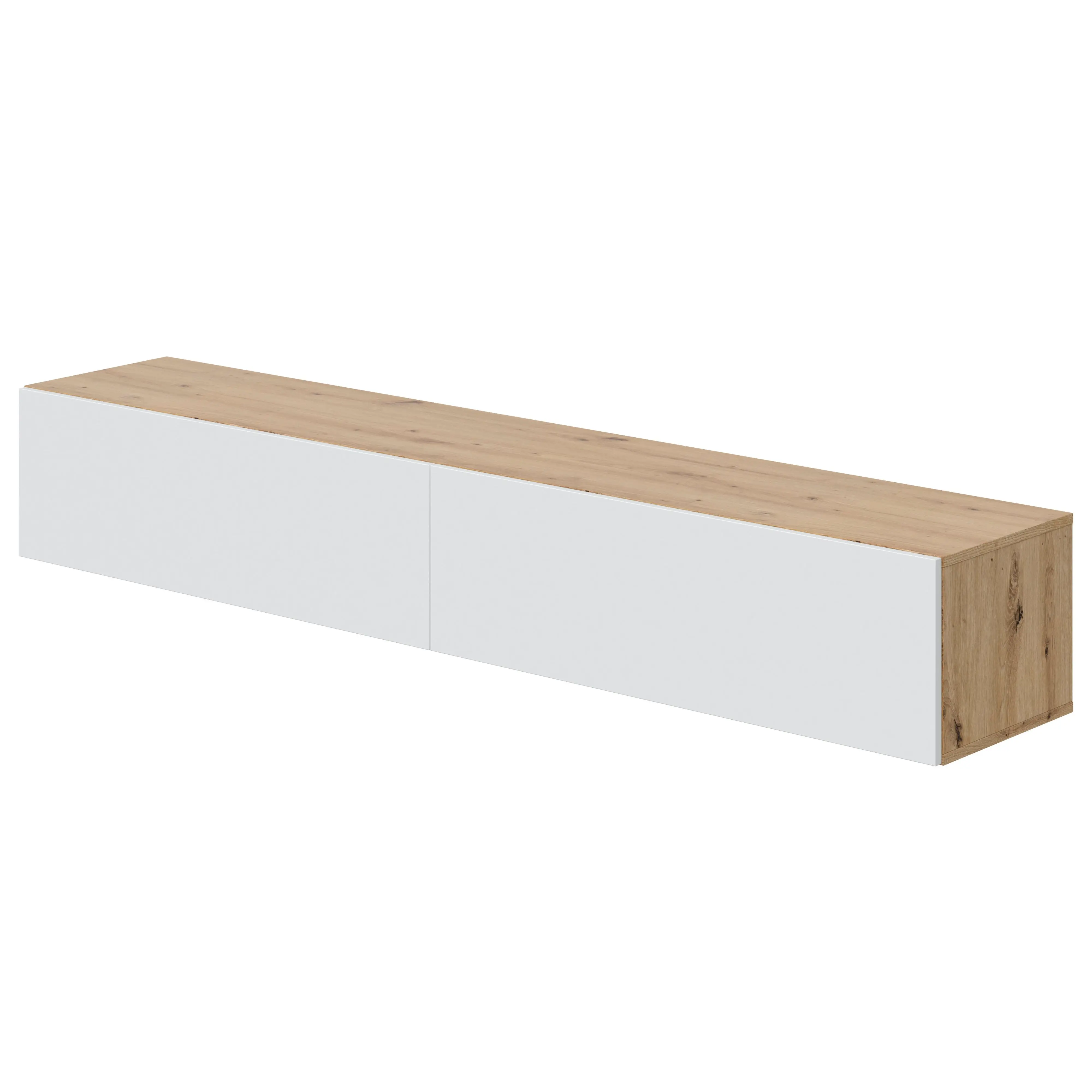 Miroytengo soggiorno sospeso mobili Tv sala da pranzo Kaway 2 ante pieghevoli Rovere Nodi e Artik bianco 35x180x28 cm