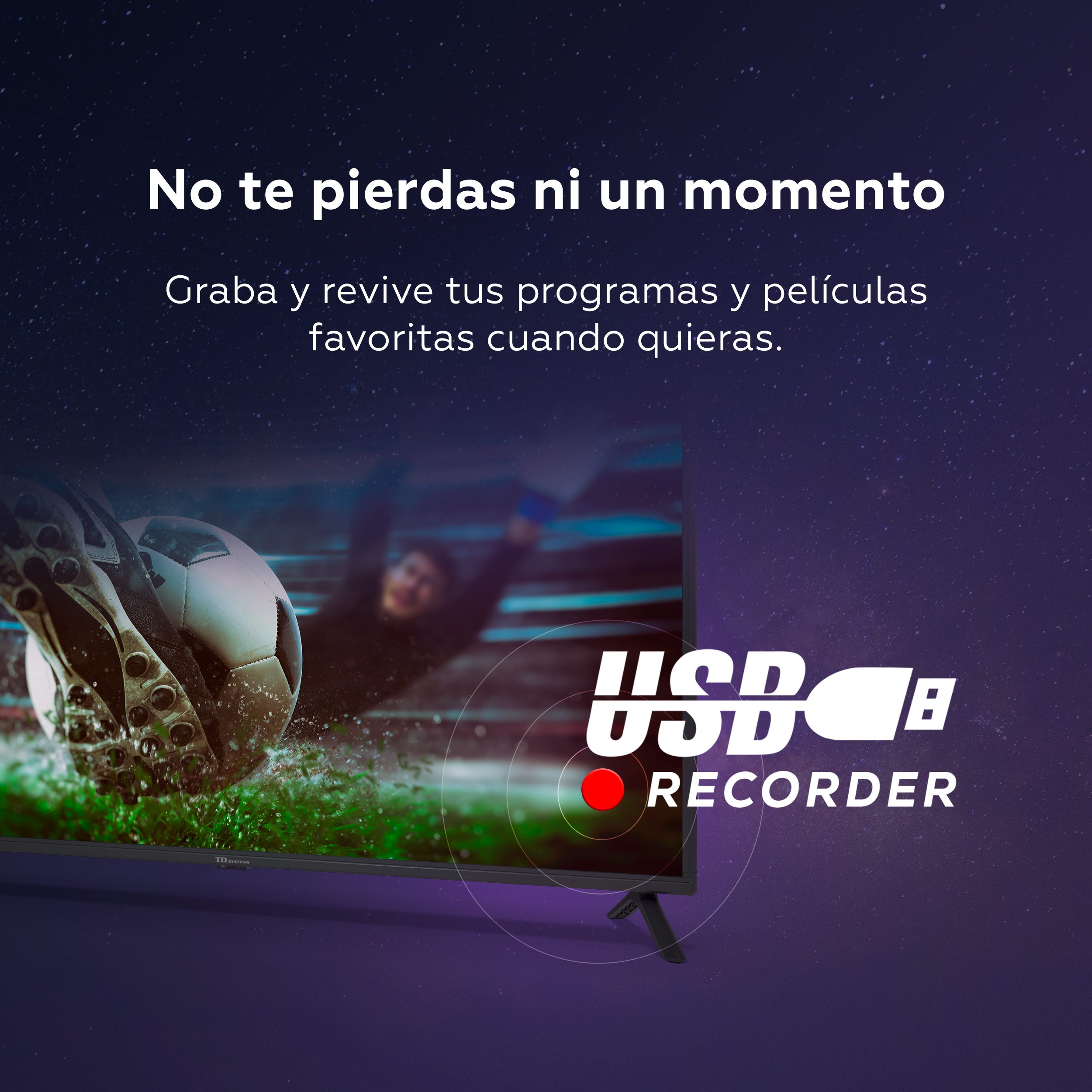 Televisor 40 Pulgadas Full HD, USB Grabador reproductor, Sintonizador digital DVB-T2/C/S2 - TD Systems K40DLC19F