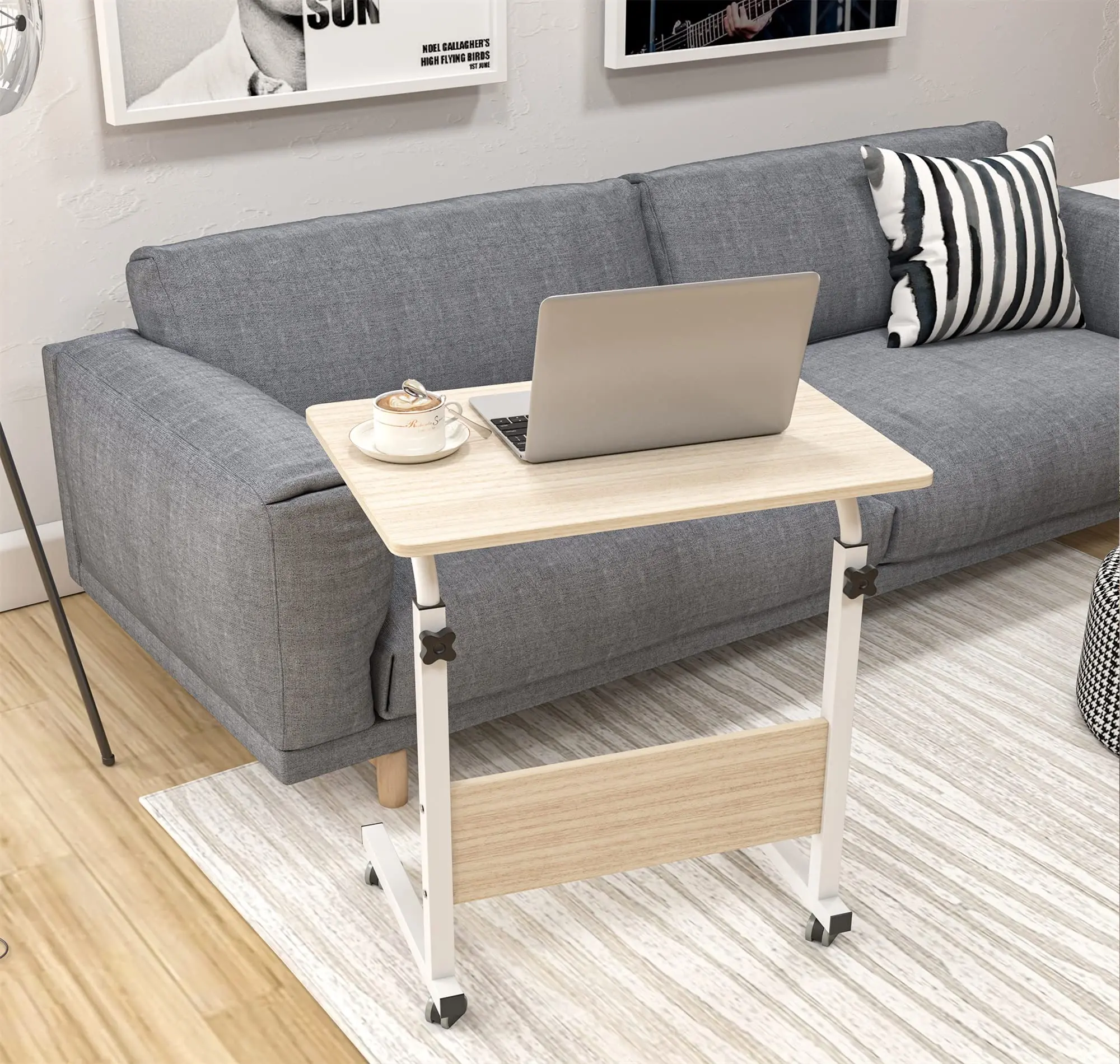 Mesa SMALLRUN com rodas e painel de madeira Mesa de madeira Mesa de computador com altura ajustável 60X40cm