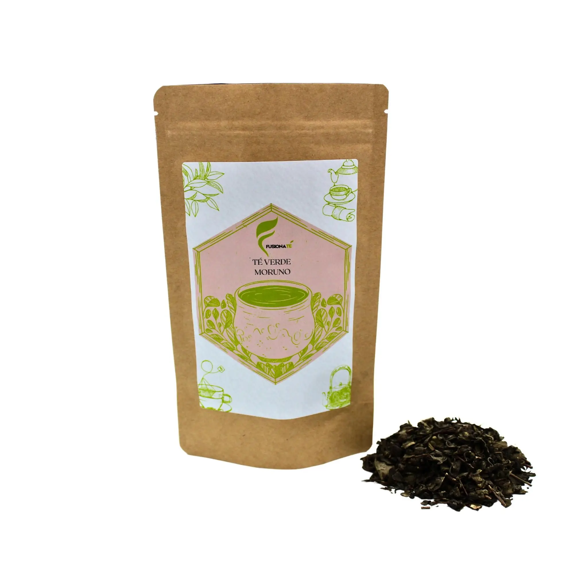 Fusionate Té Verde Moruno Bolsa Zip de 100gr - Dulce Combinación - Ideal para Dietas y ejercicio