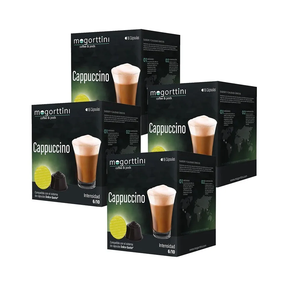 Cappuccino Mogorttini 4 cajas de 16 cápsulas compatibles Dolce Gusto 8436583660744