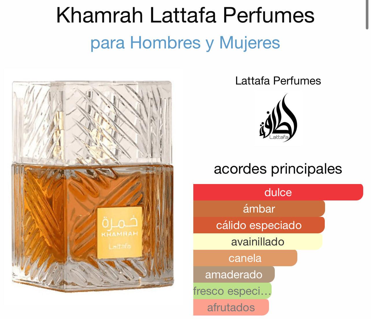 Lattafa Khamrah 100 Ml Perfume Afrutado Amaderado Mujer