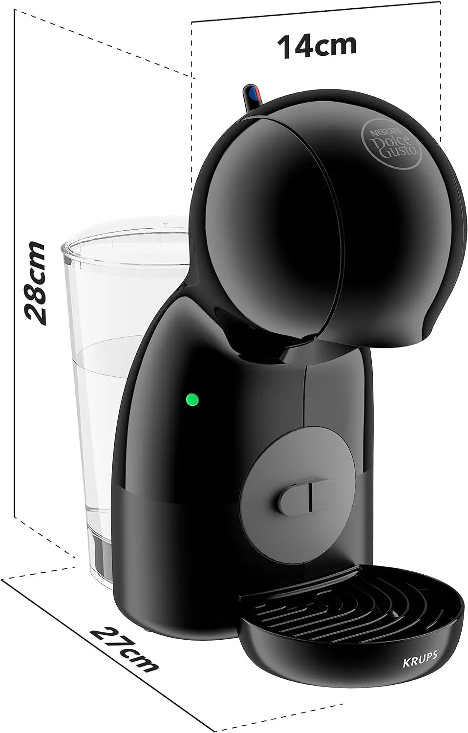 Cafetera  Dolce Gusto KRUPS Piccolo XS  NEGRA, Máquina de café en cápsulas, KP1A3B