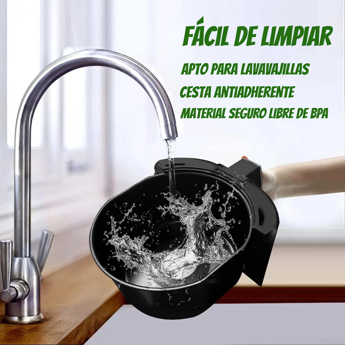 Freidora de Aire 5,5L 1350W con Pantalla táctil 6 programas 80-200 Negro
