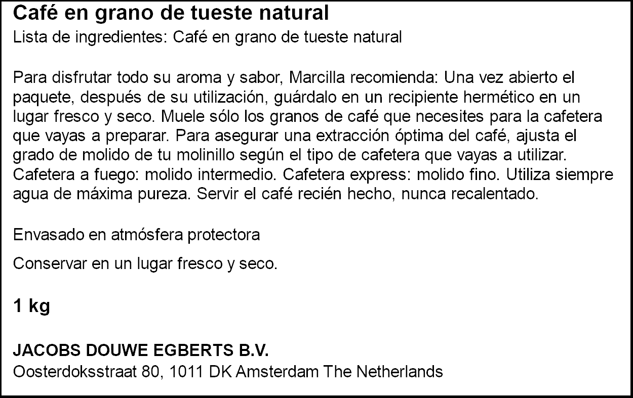 Marcilla Gran Aroma Natural 1kg de café en grano 8410091101029