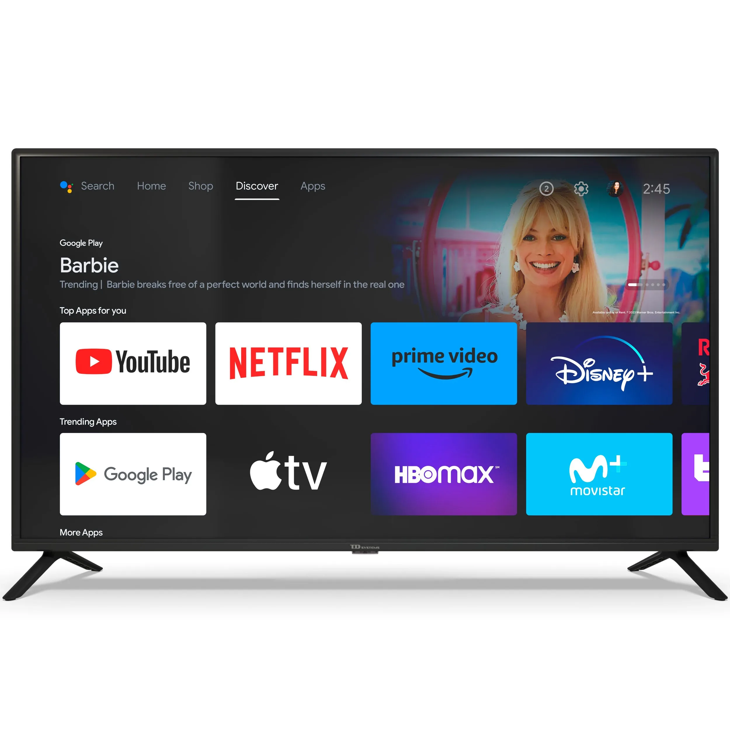 Smart TV 40 pulgadas Full HD Hey Google Official Assistant con control por voz. Televisor Android 11 - TD Systems K40DLC19GLE
