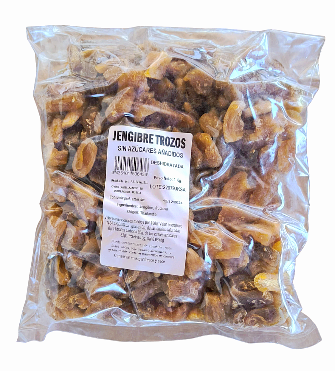 Jengibre Deshidratado Sin Azúcar Añadido 1 Kg - Saludable y Natural - pelluz