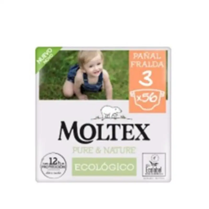 Pañal Moltex Pure & Nature TSLLS 3 (4-10KG) 56 UDS