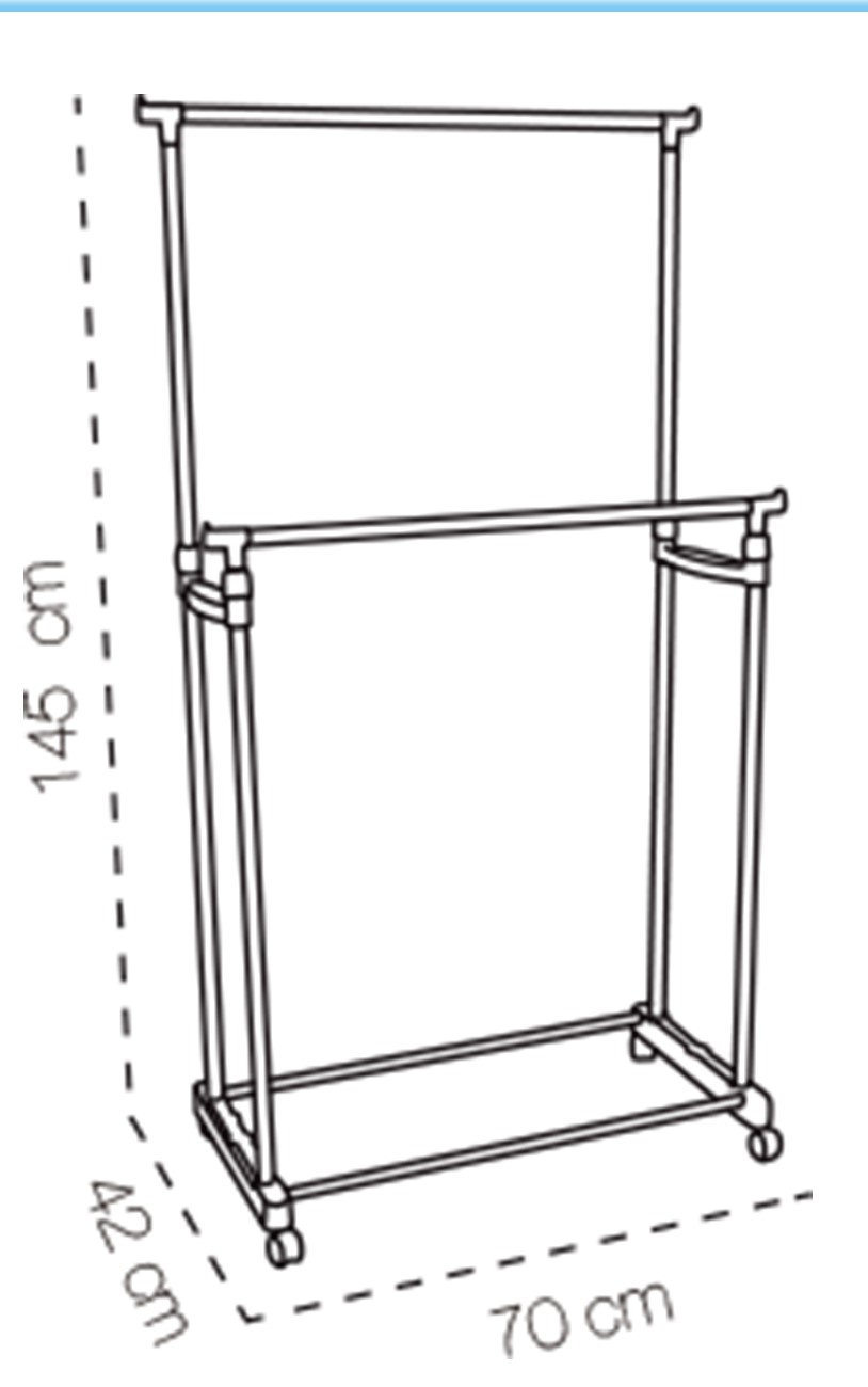 GREATOOL Perchero Burro Ajustable de Metal con Ruedas,145x42x70cm, Burro Extensible para Ropa,Organizador para Dormitorio, Entrada, Pasillo