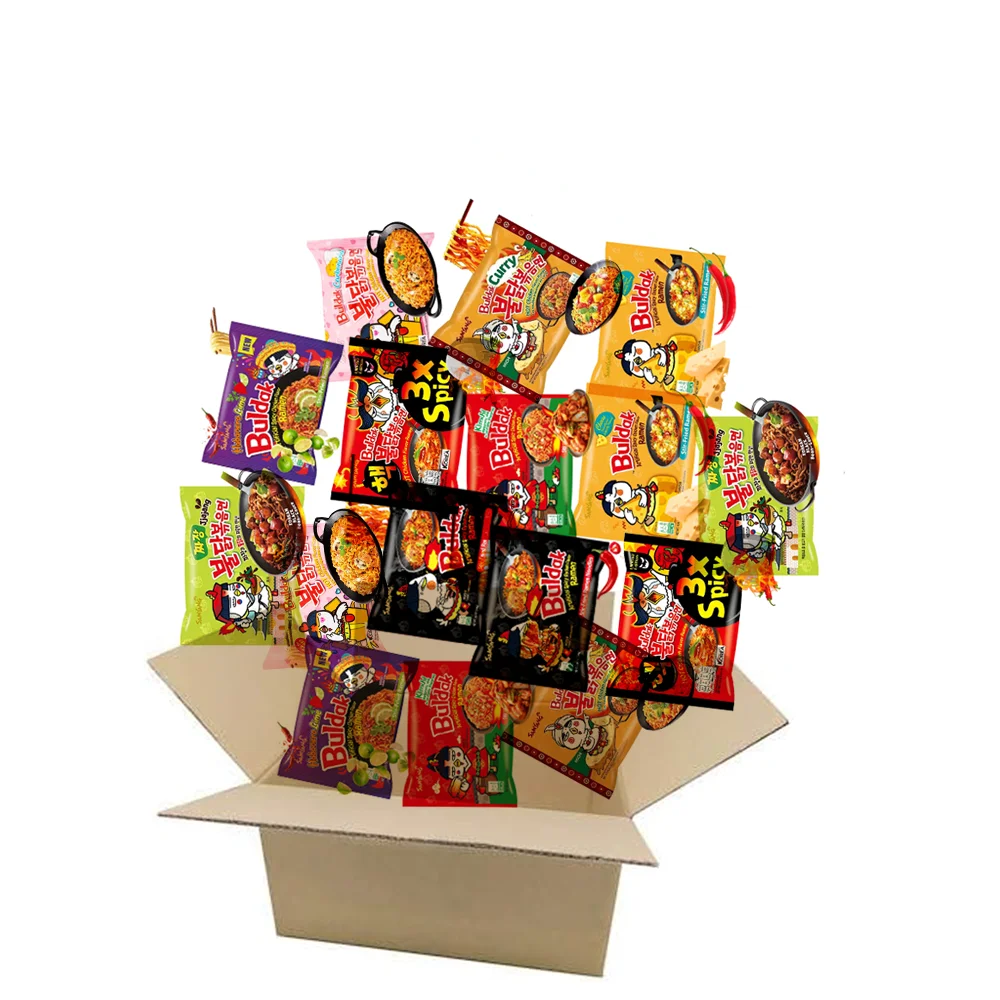 Samyang Pack 16 Paquetes Mezclados Ramen Coreano Instantáneo,varios sabores, Hot Spicy Chicken Flavor ,Jjajang Hot Chicken Flavor Ramen,Pollo Caliente Ramen Habanero Lima etc,Ramen Experiencia Gourmet de Comida Asiática Instantánea