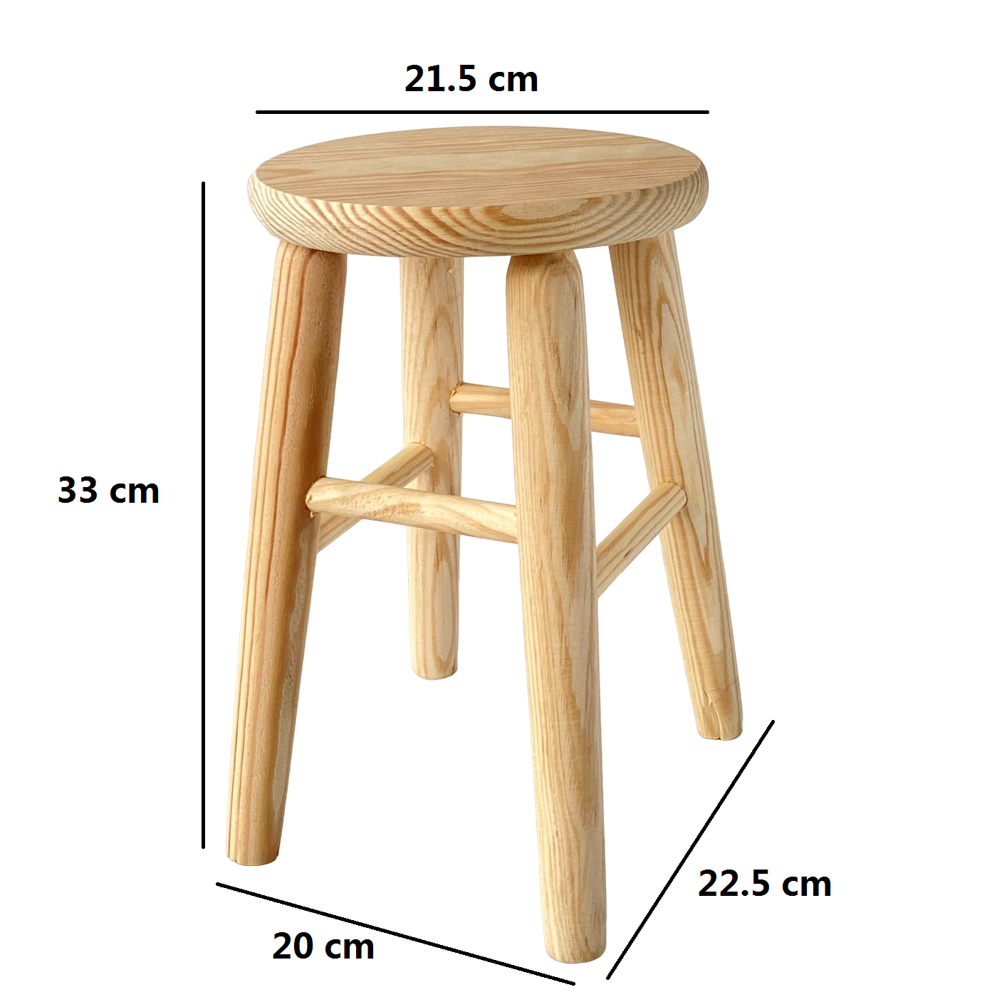 Taburete Redondo de Madera Natural Varios Tamaños para Decoración - Maxia Market