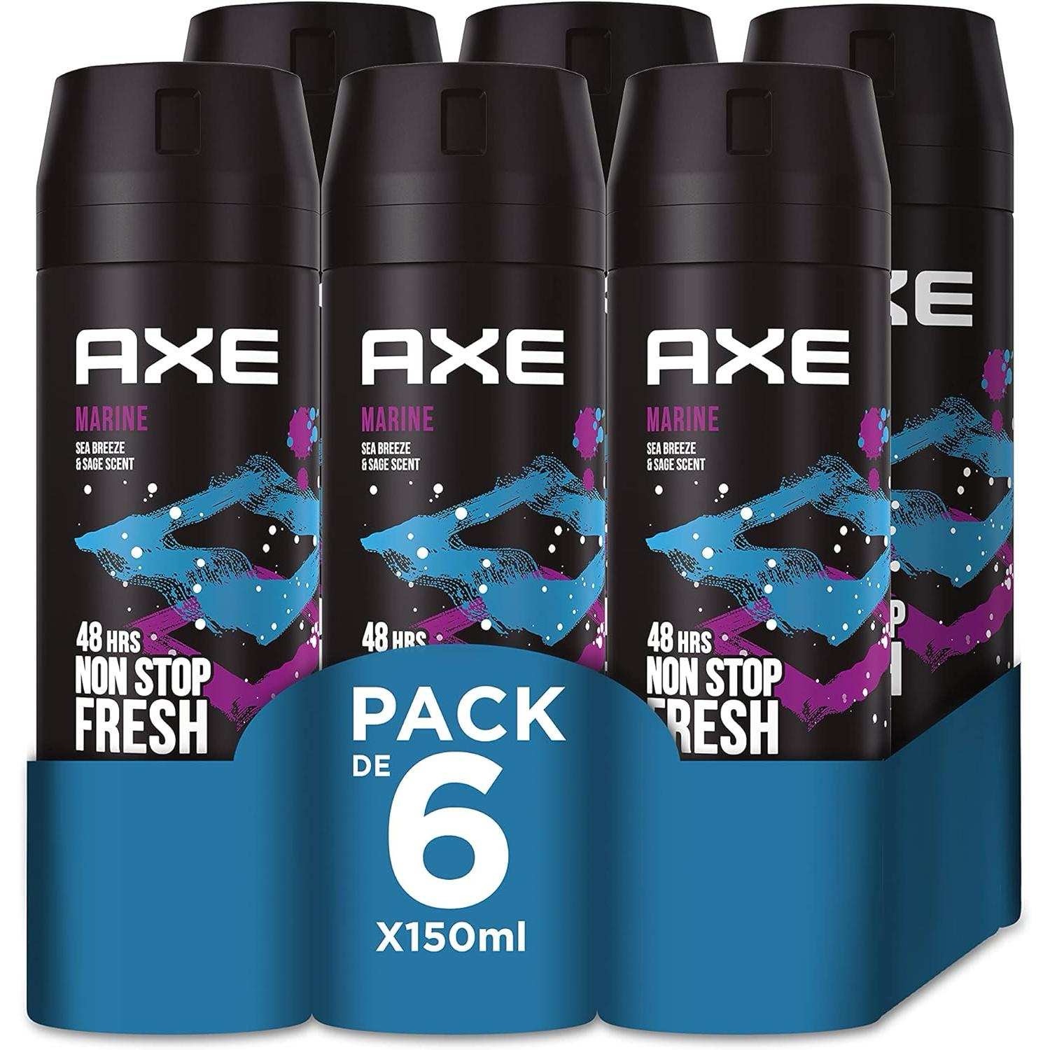 Pack 6x150ml - AX MARINE Desodorizante Masculino Spray 48h