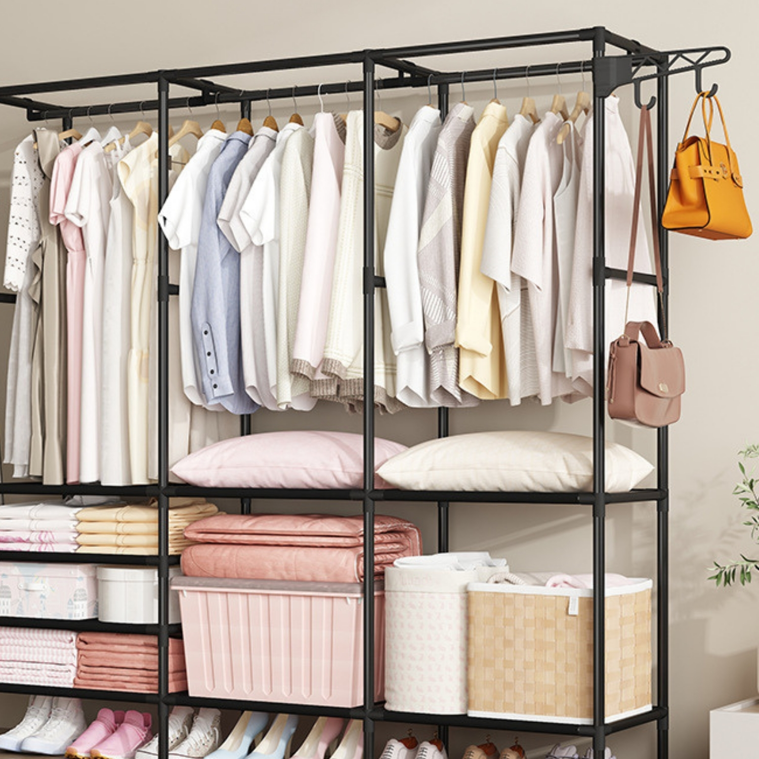 LUTODY - Appendiabiti in piedi, Scarpiera, Organizzatore di indumenti, cappotto, giacca, salva spazio nello stendibiancheria