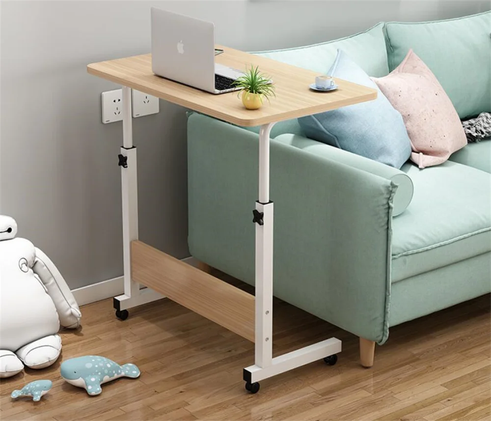 Il tavolo girevole portatile regolabile per computer desktop per letto PC può essere sollevato scrivania con ruota, tavolino manuale per divano