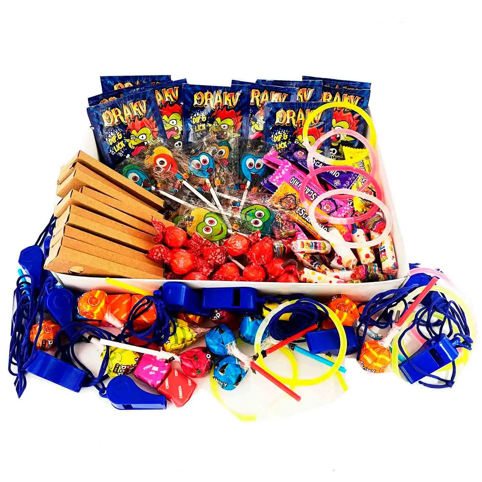 Deliex. Surtido100 Chuches para cumpleaños infantiles, rellenos para piñatas. Bolsas de golosinas sin alérgenos para fiesta de cumpleaños infantil.