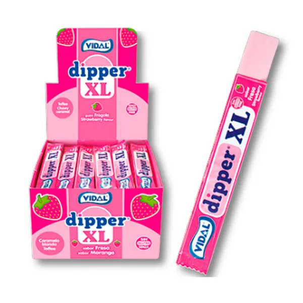 Vidal DIPPER XL - Caramelos Masticables Sabor Fresa (100 Uds)