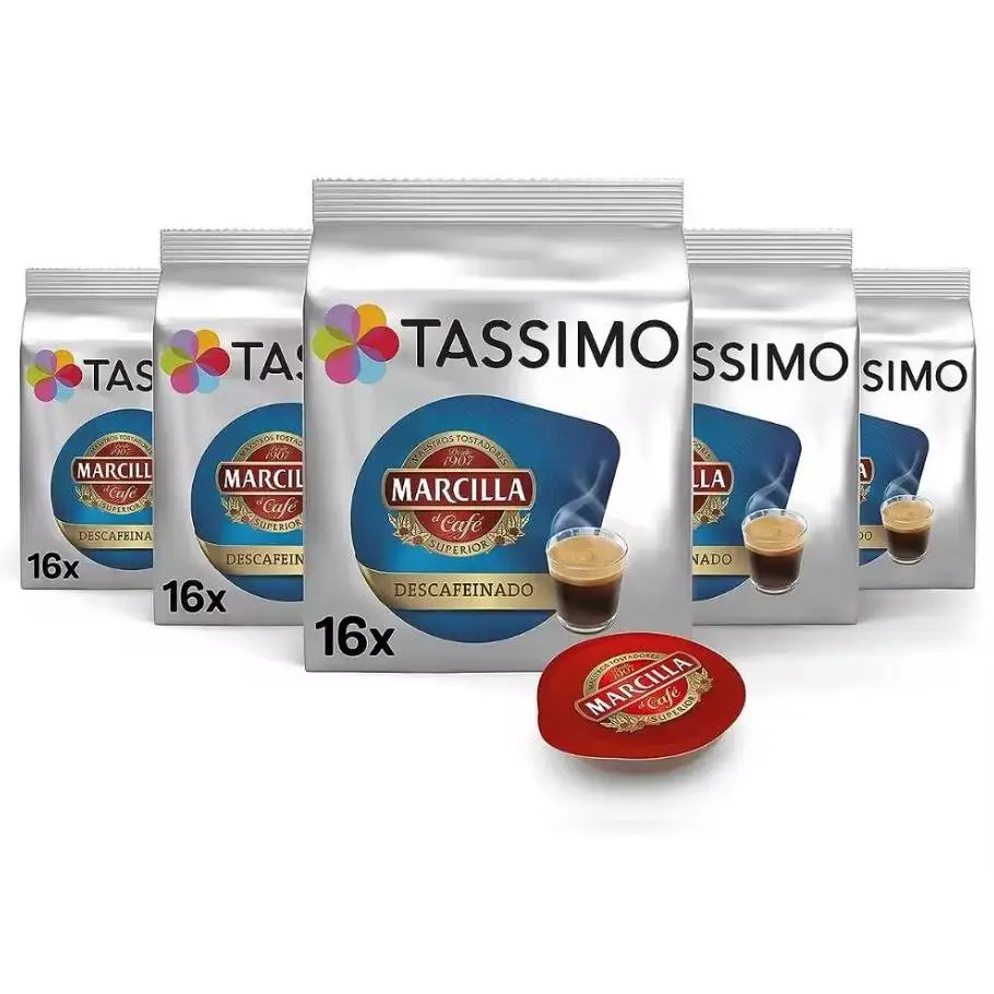 Capsulas TASSIMO MARCILLA Descafeinado - 5 paquetes de 16 capsulas